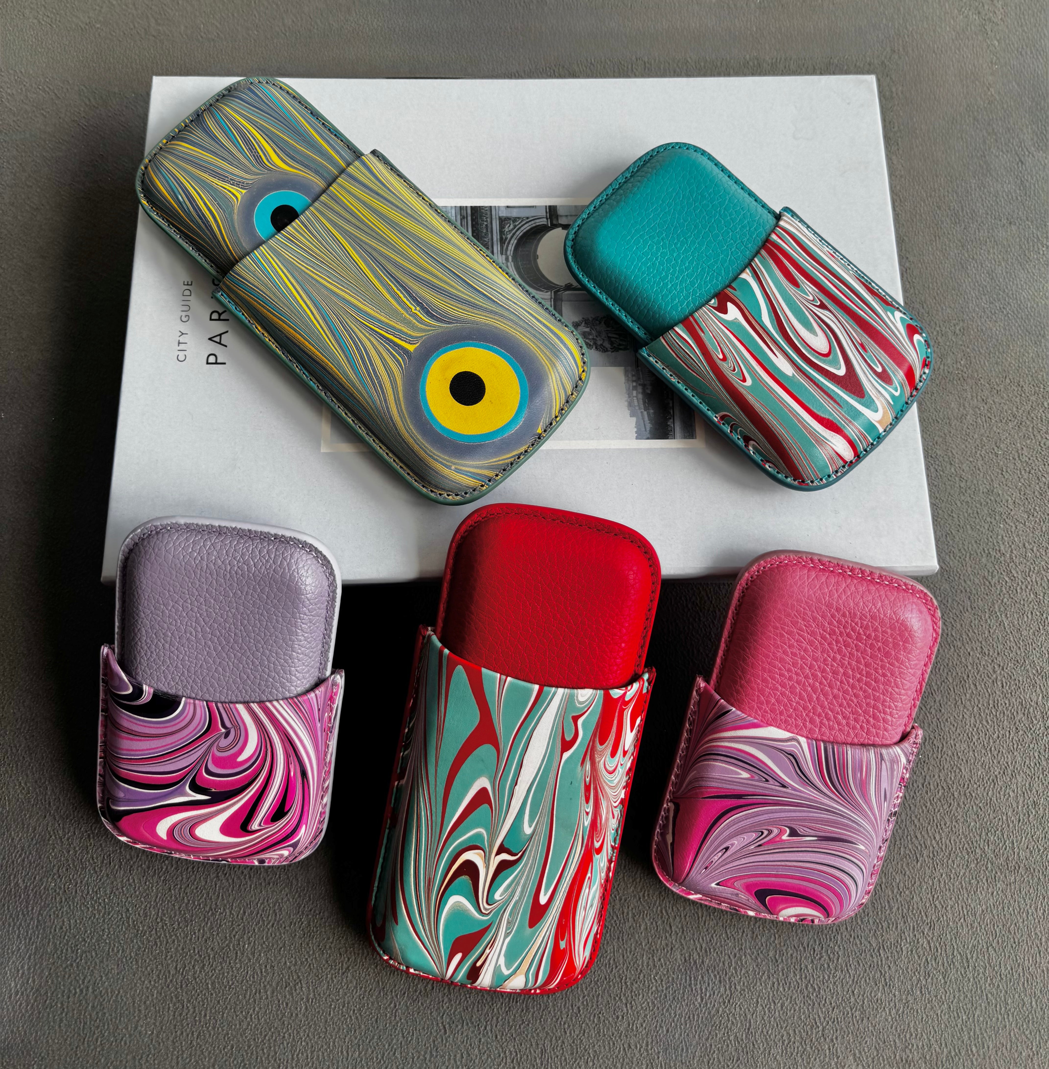 Deri Puro Kılıfı Ebruli -Turkuaz