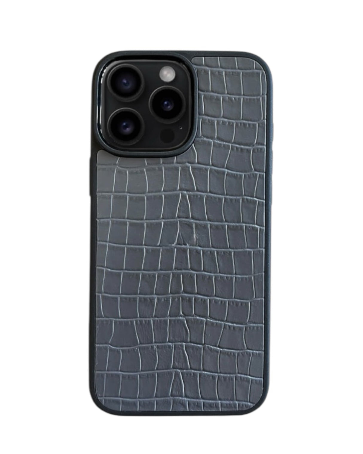 Gri Mat Croco Deri iPhone Kılıfı