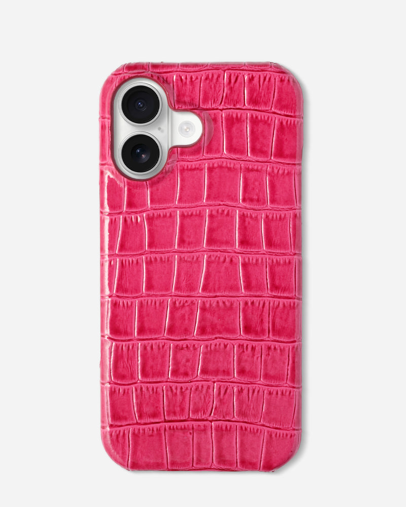Fuşya Croco Deri iPhone Kılıfı