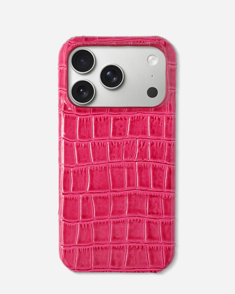 Fuşya Croco Deri iPhone Kılıfı