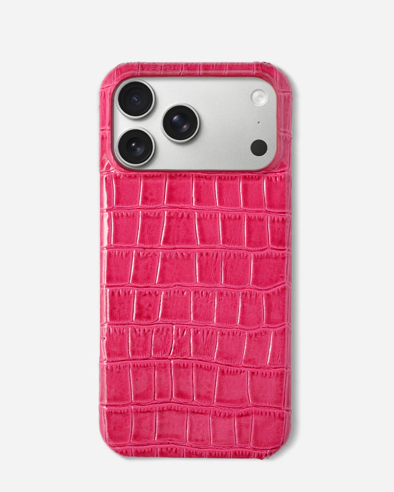 Fuşya Croco Deri iPhone Kılıfı
