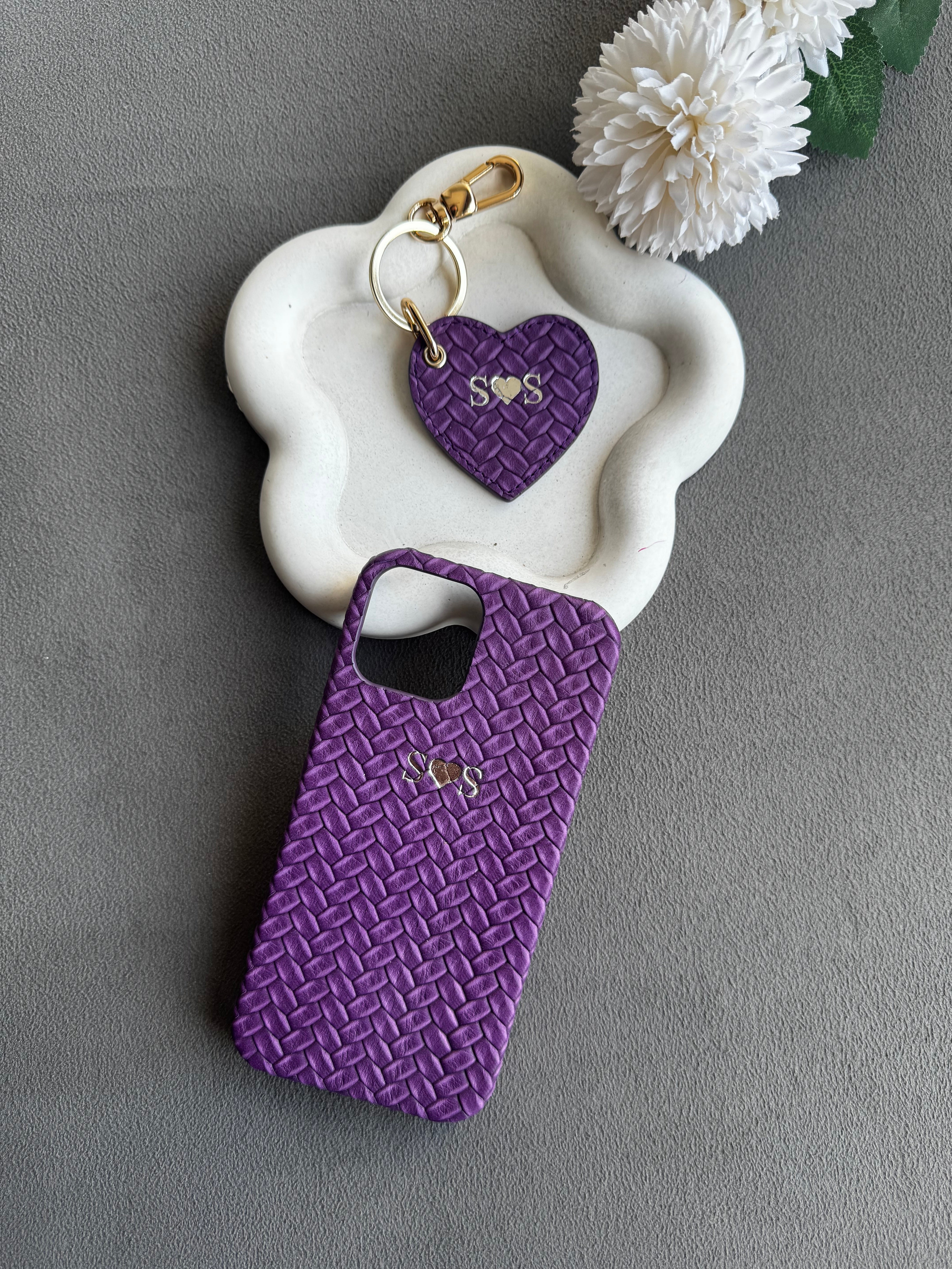 Örgü görünüm deri kılıf- Mor