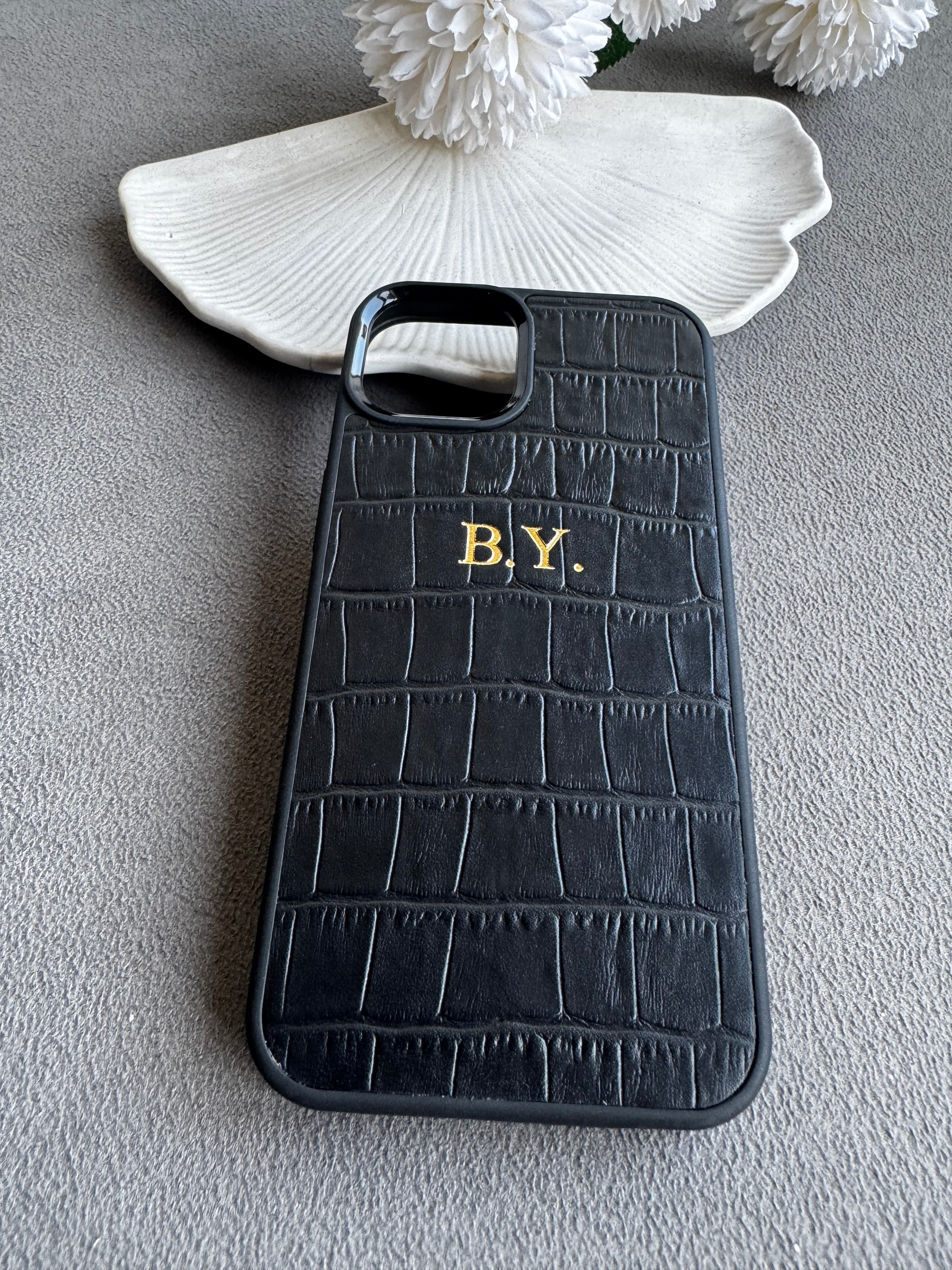 Siyah Mat Croco Deri iPhone Kılıfı