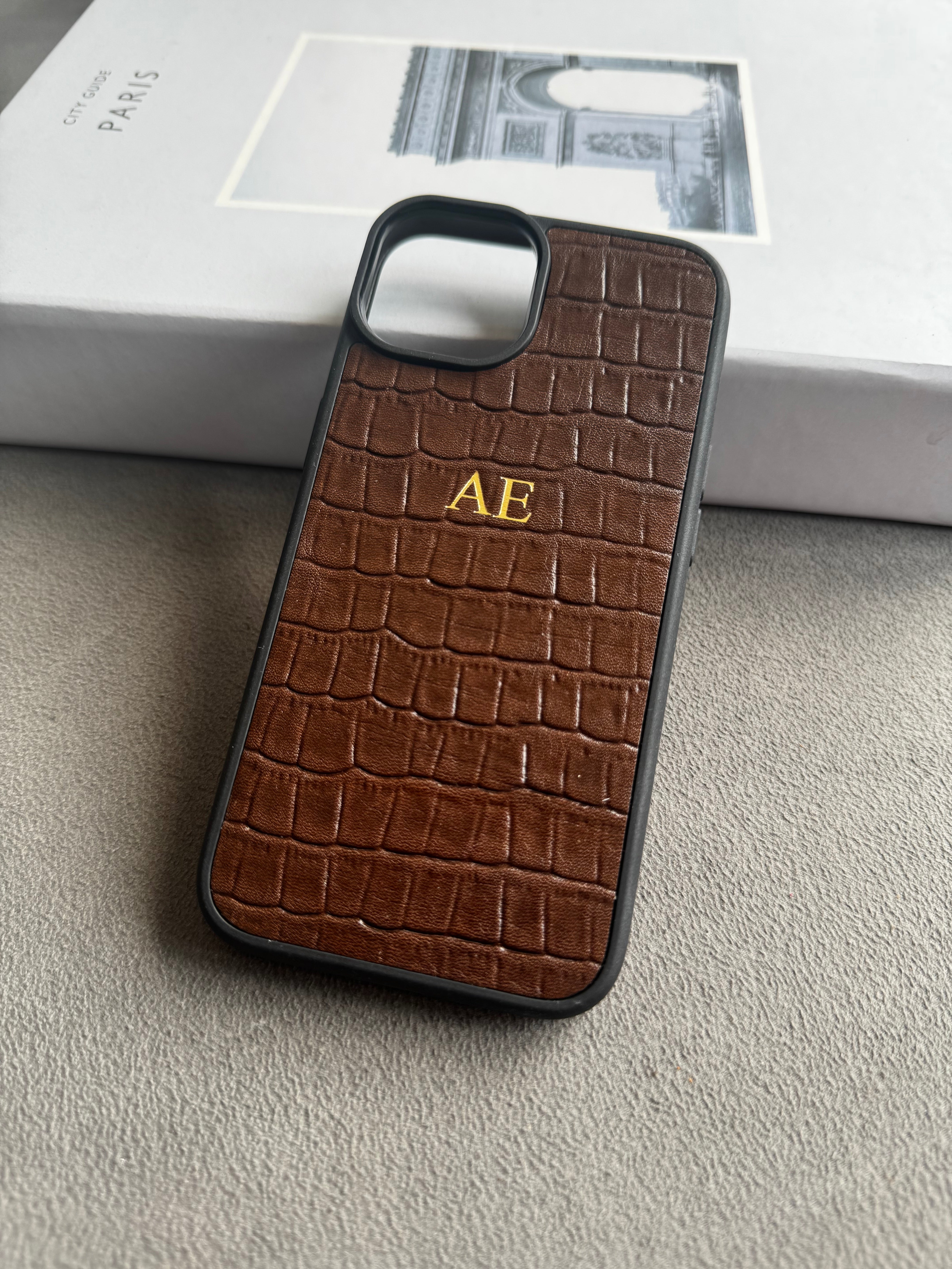 Kahve Croco Deri iPhone Kılıfı