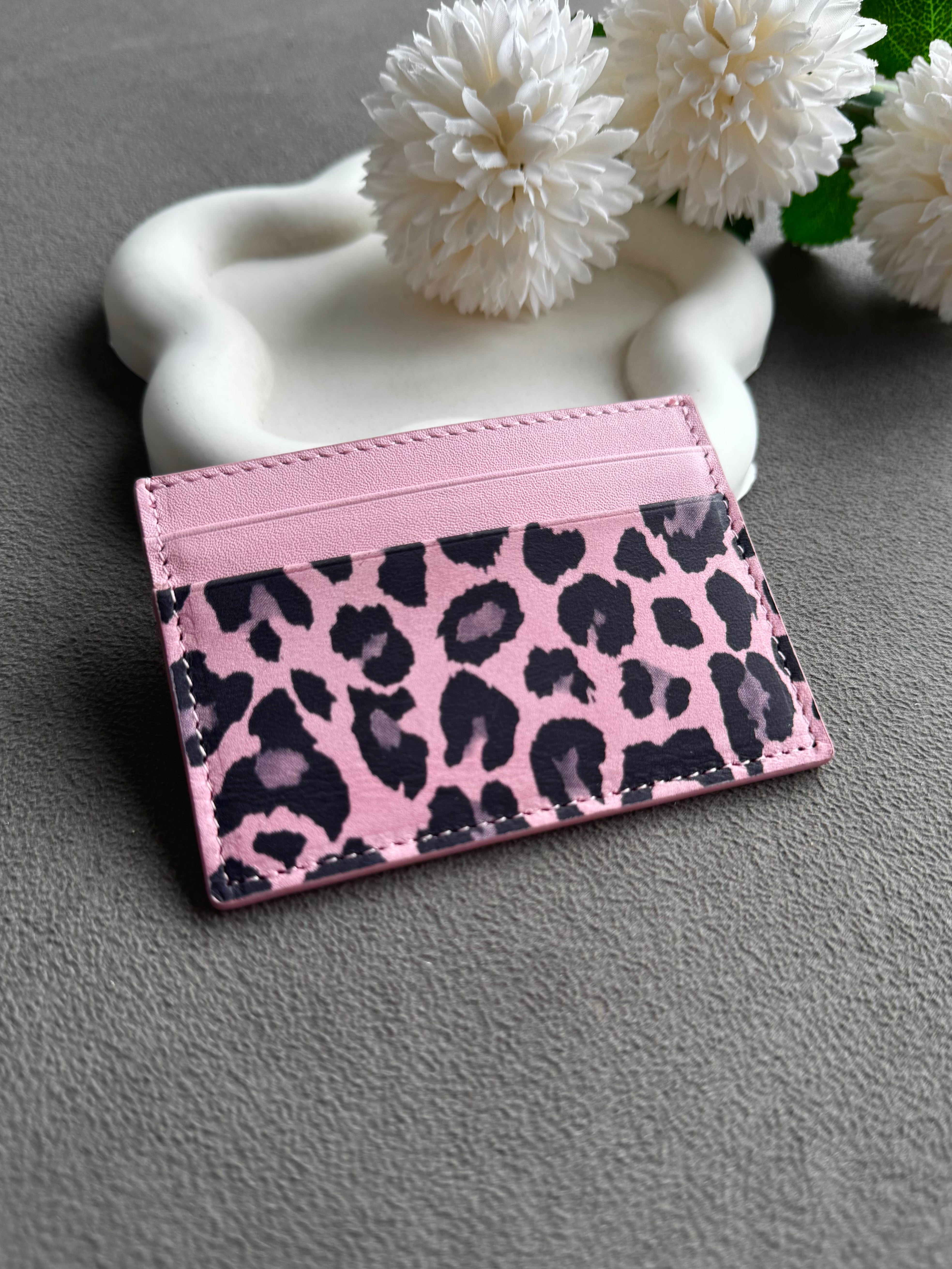 Deri Slim Kartlık | Pembe Leopar