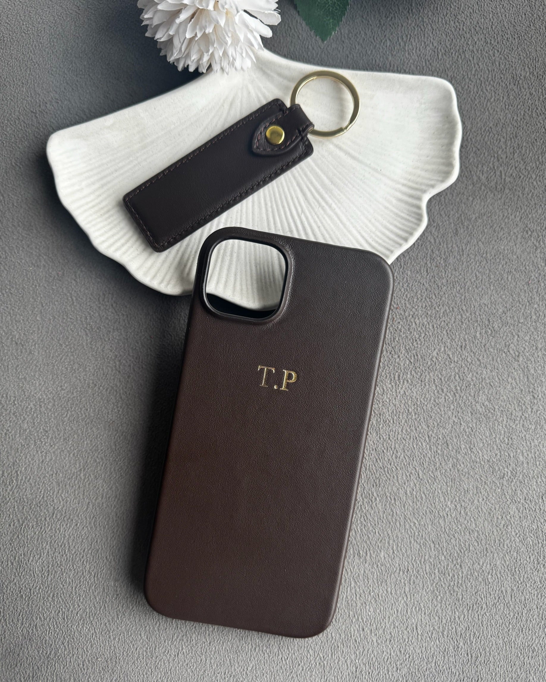 iPhone Kılıfı ve Anahtarlık Seti | Soft Kahve Deri