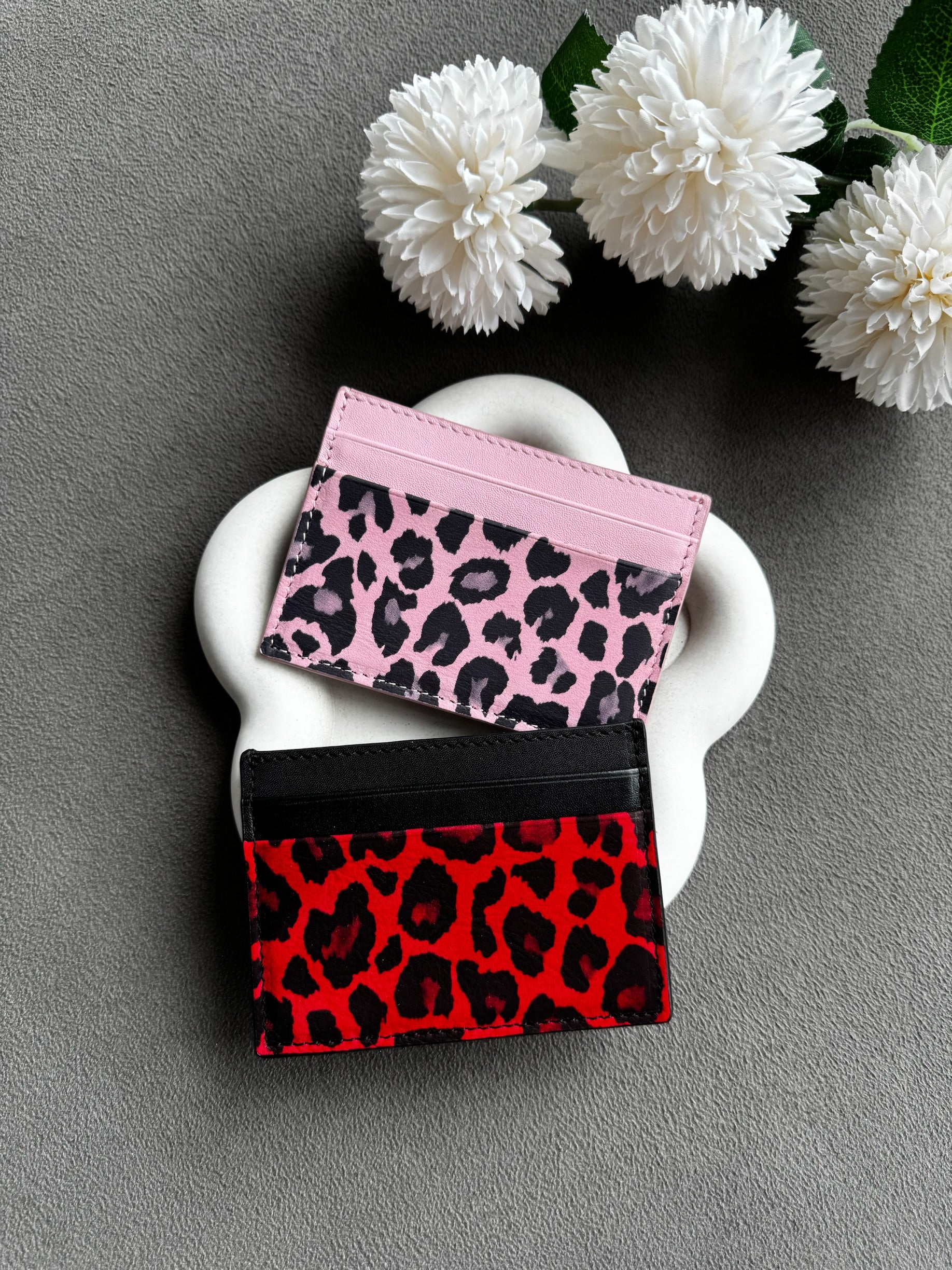 Deri Slim Kartlık | Pembe Leopar