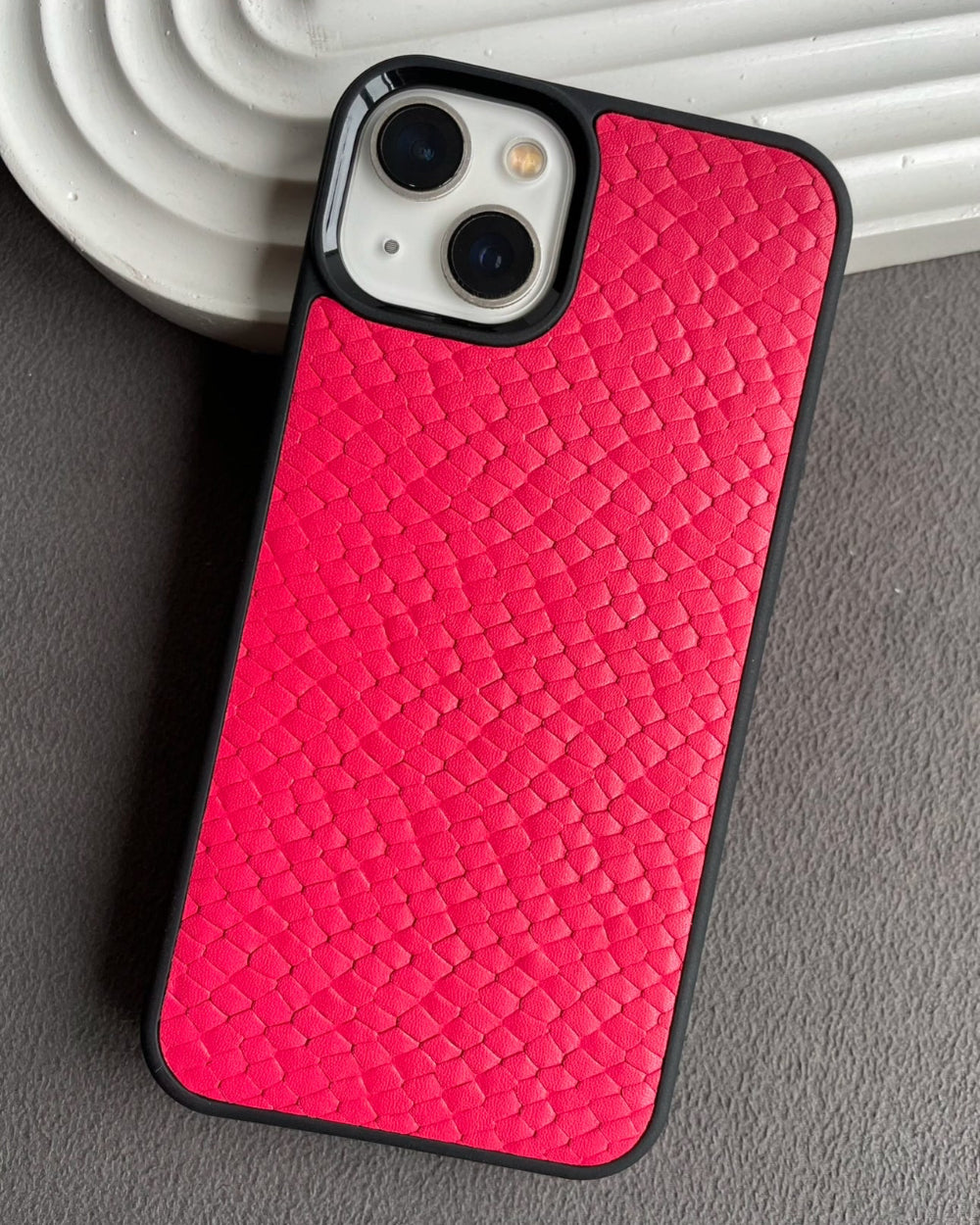 Su Pitonu Desenli Deri iPhone Kılıfı | Pembe