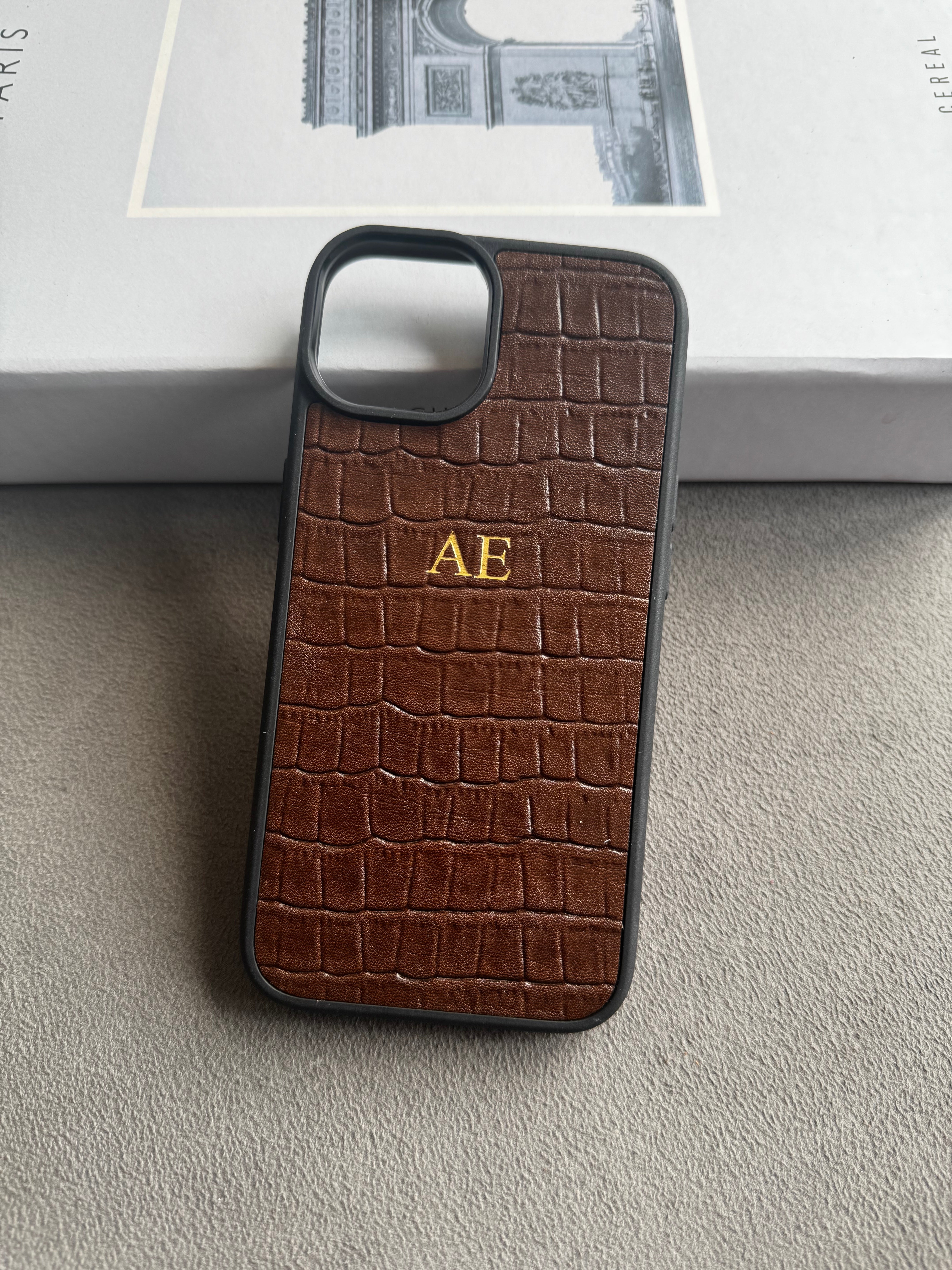 Kahve Croco Deri iPhone Kılıfı