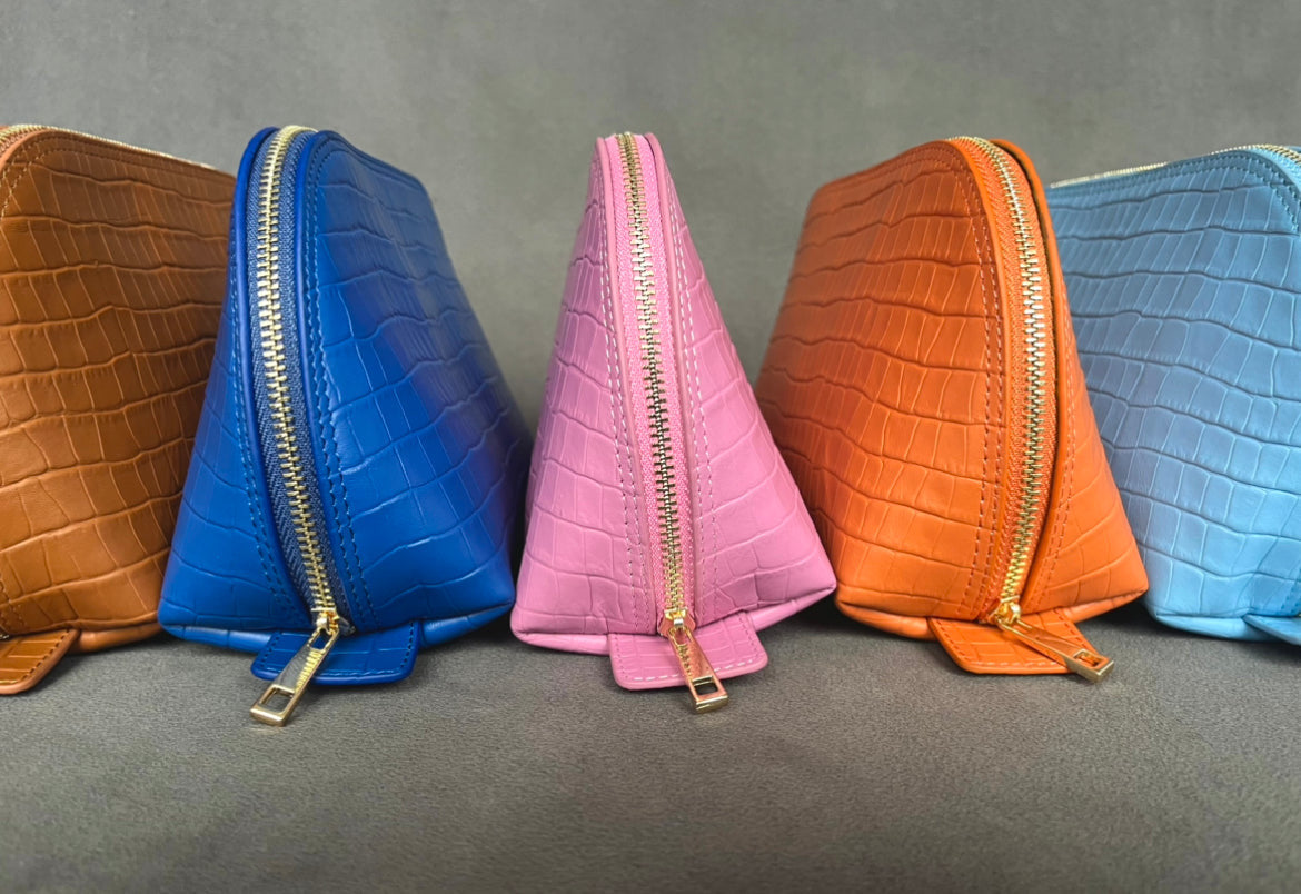 Deri Makyaj Çantası Mat Turuncu