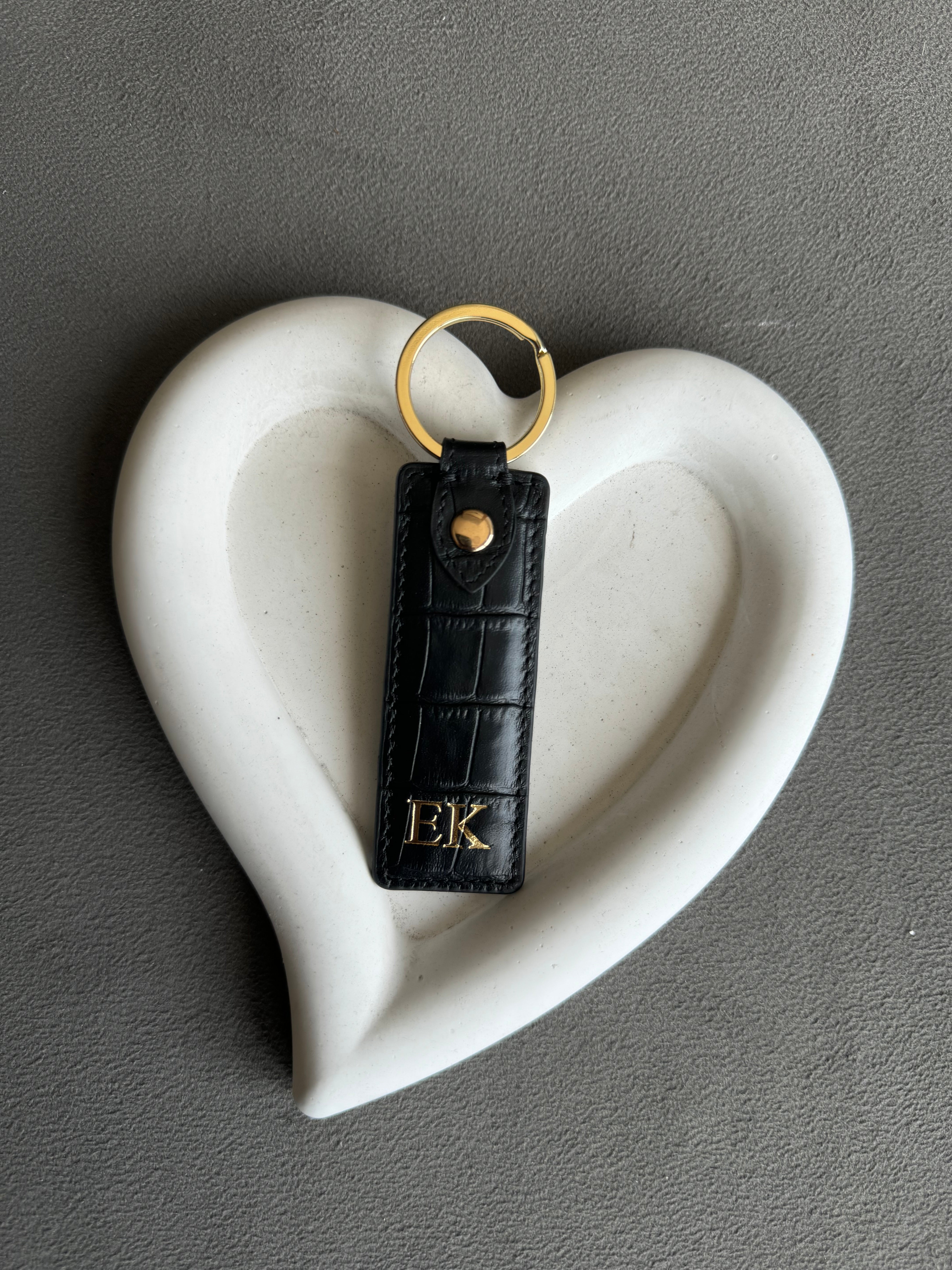 Siyah Croco deri halka anahtarlık