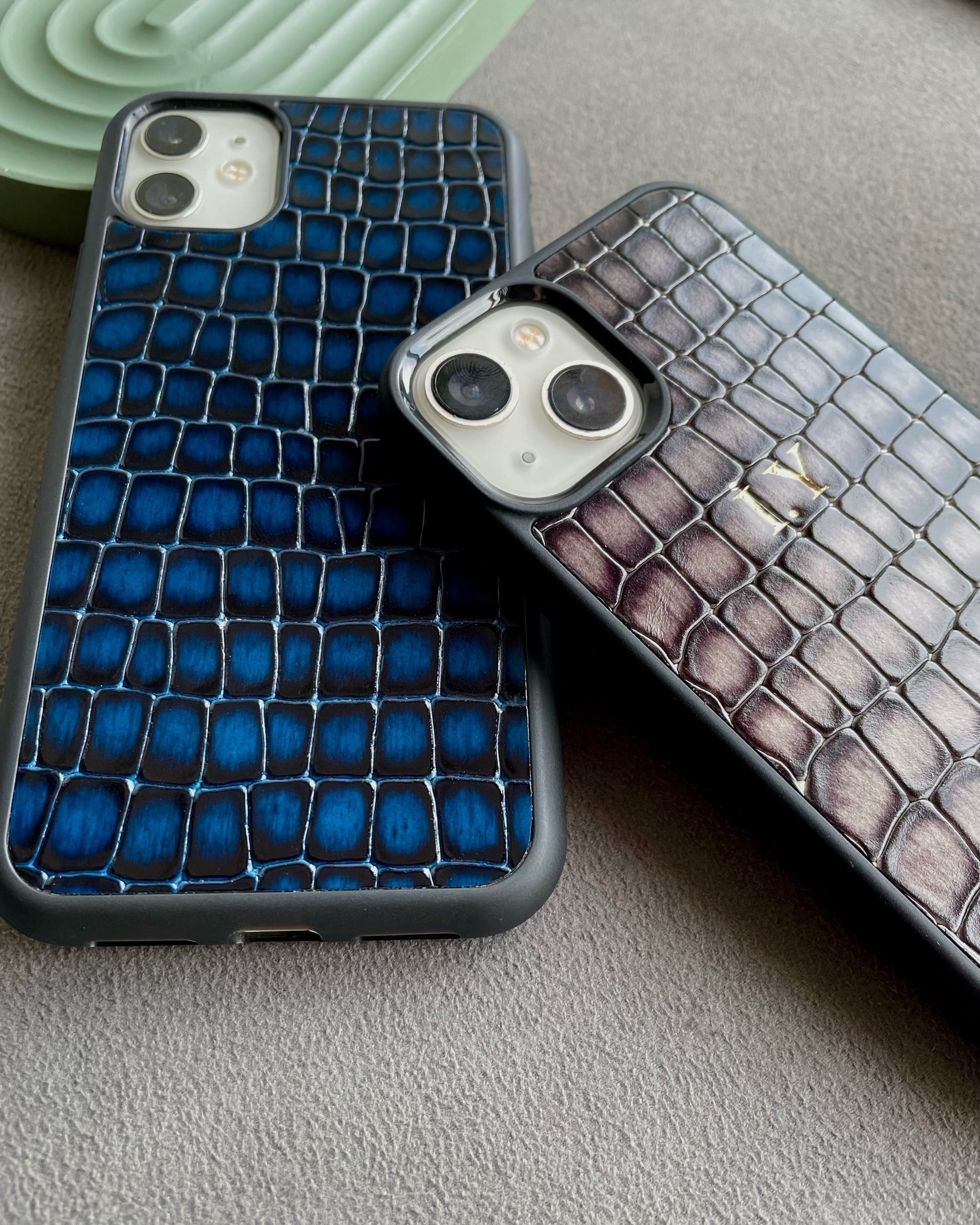 Lacivert Croco Deri iPhone Kılıfı