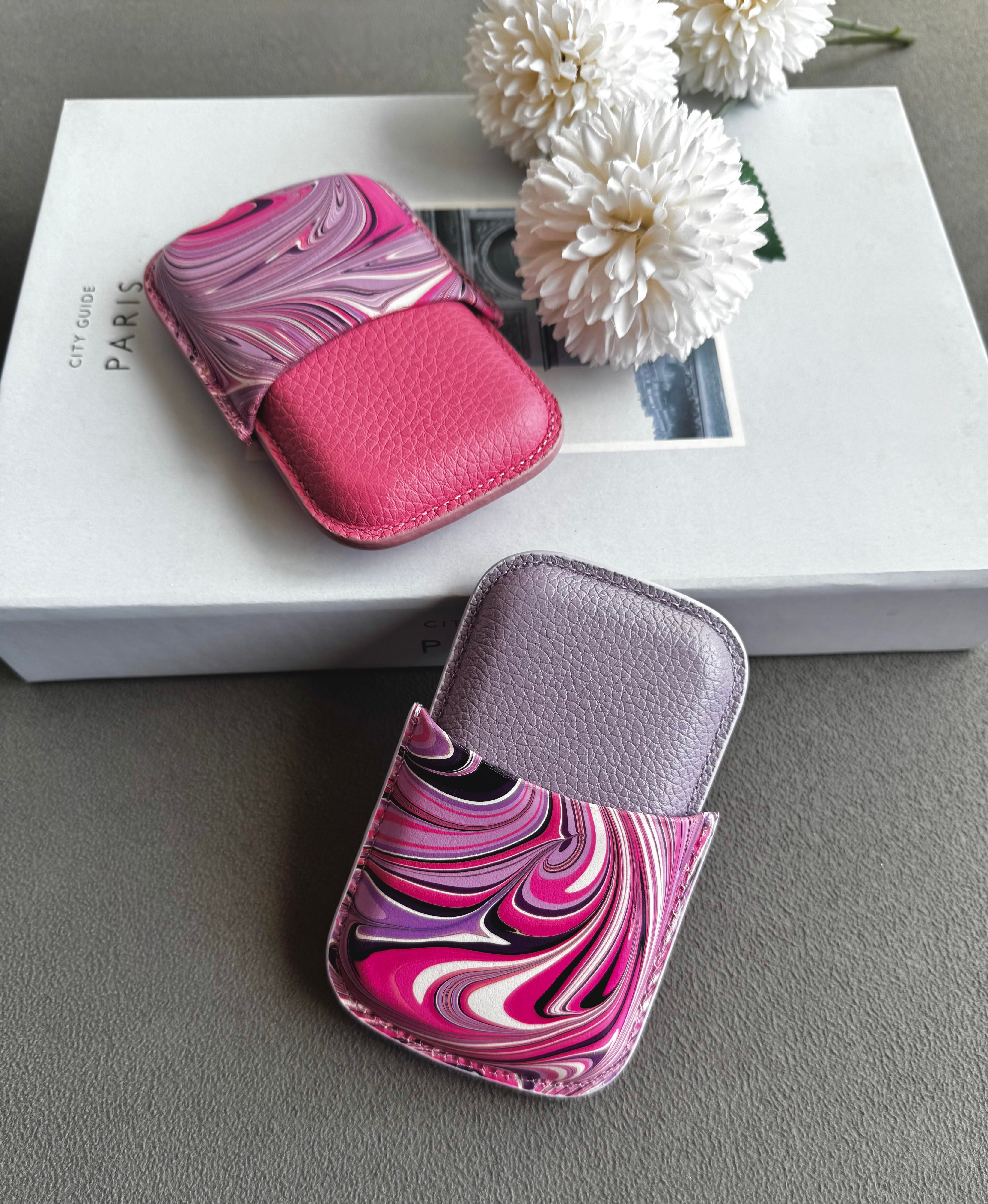 Deri Puro Kılıfı Ebruli -Lila