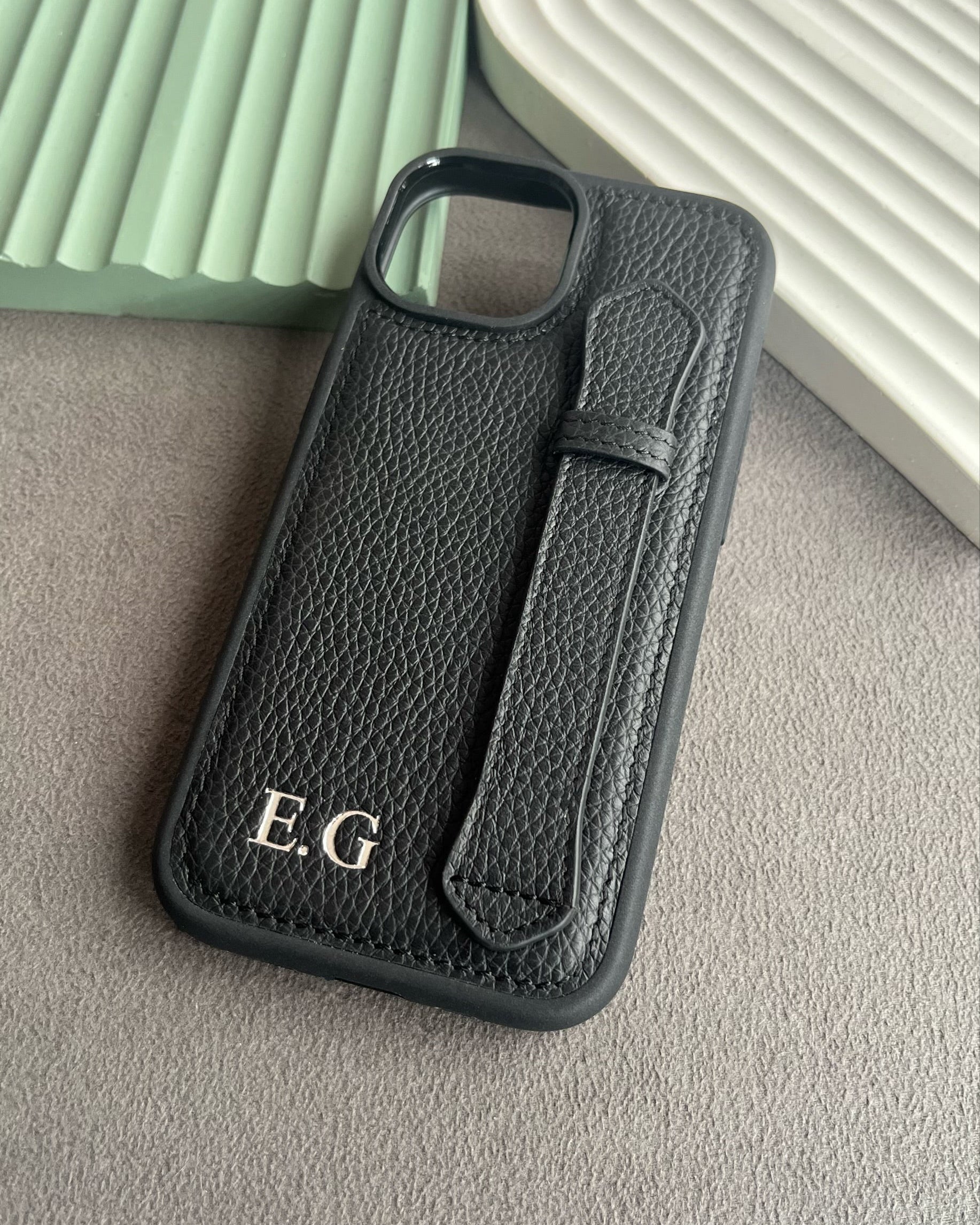 Deri Kemerli iPhone Kılıfı | Siyah Togo