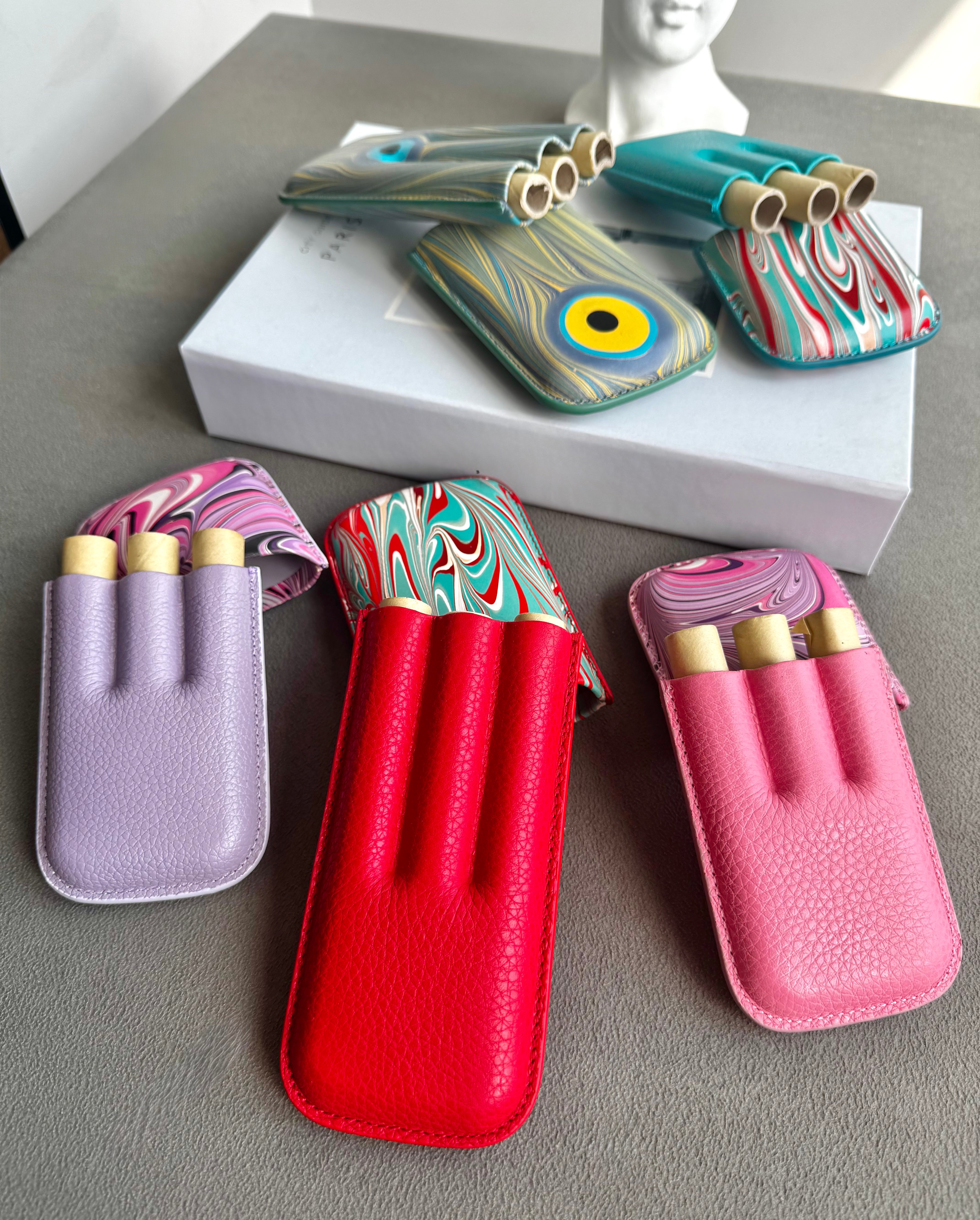 Deri Puro Kılıfı Ebruli -Lila