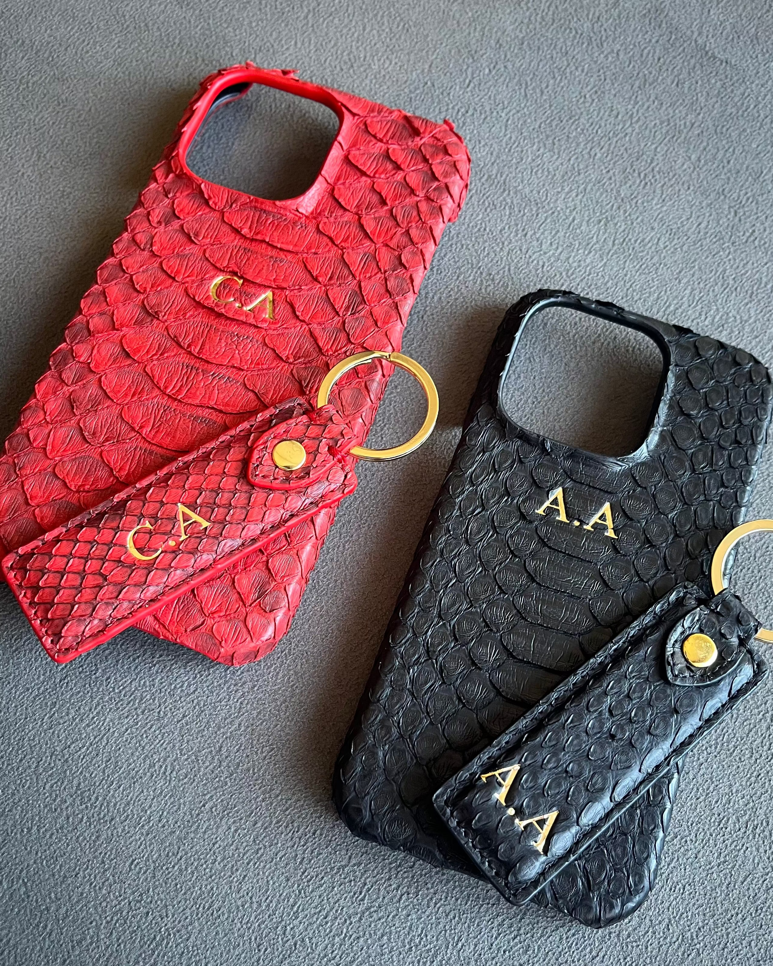 iPhone Kılıfı ve Anahtarlık Seti | Siyah Gerçek Piton