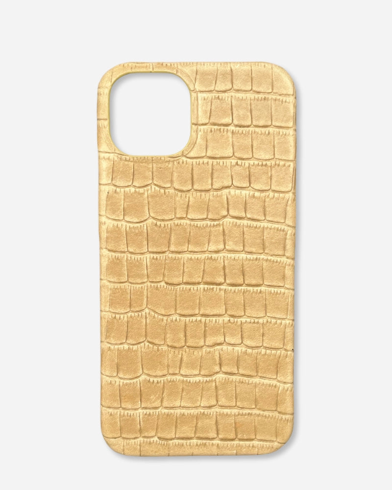 Krem Mat Croco Deri iPhone Kılıfı