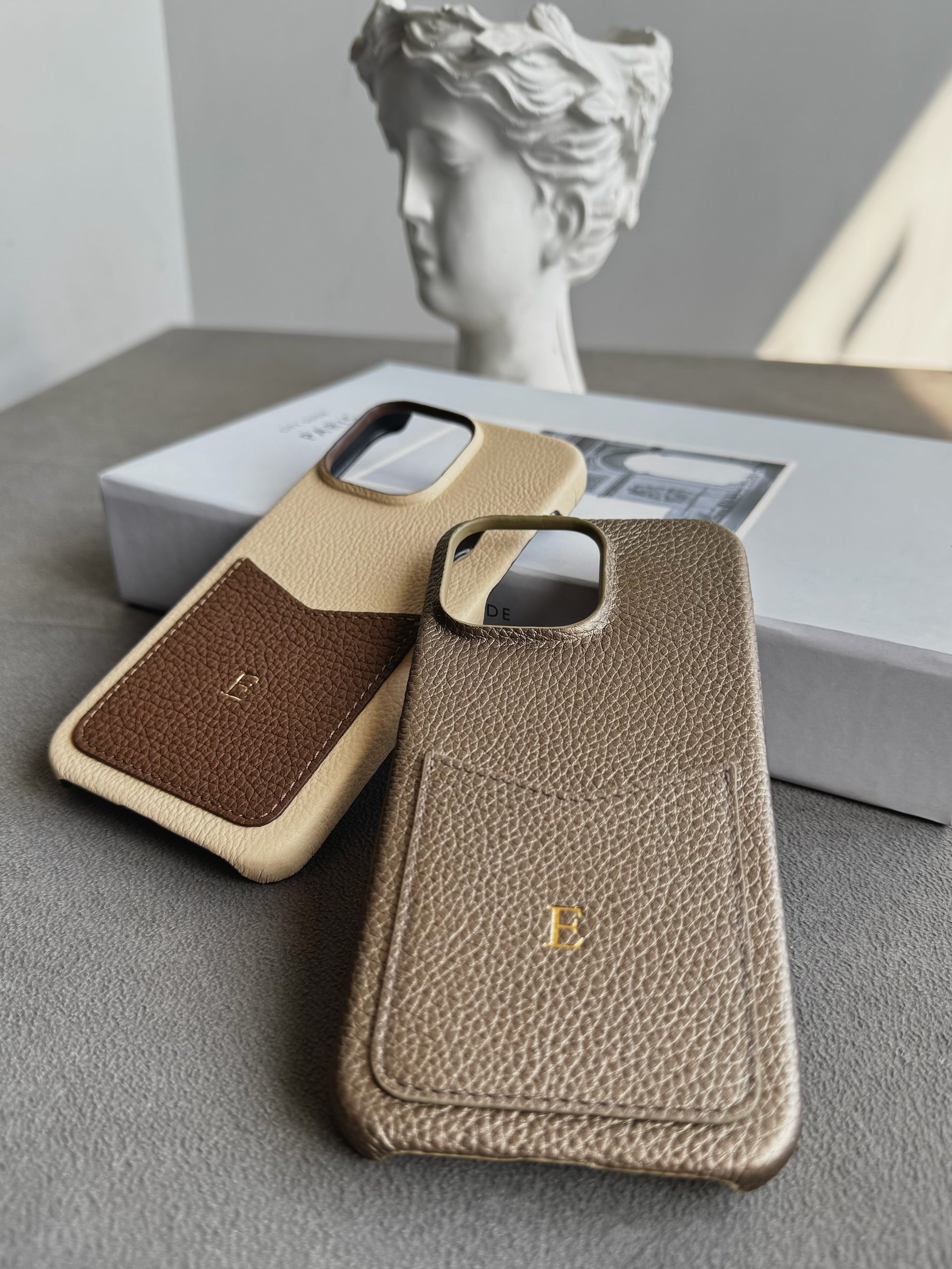 Deri iPhone Kılıfı | Cepli Model | Parlak Vizon Togo