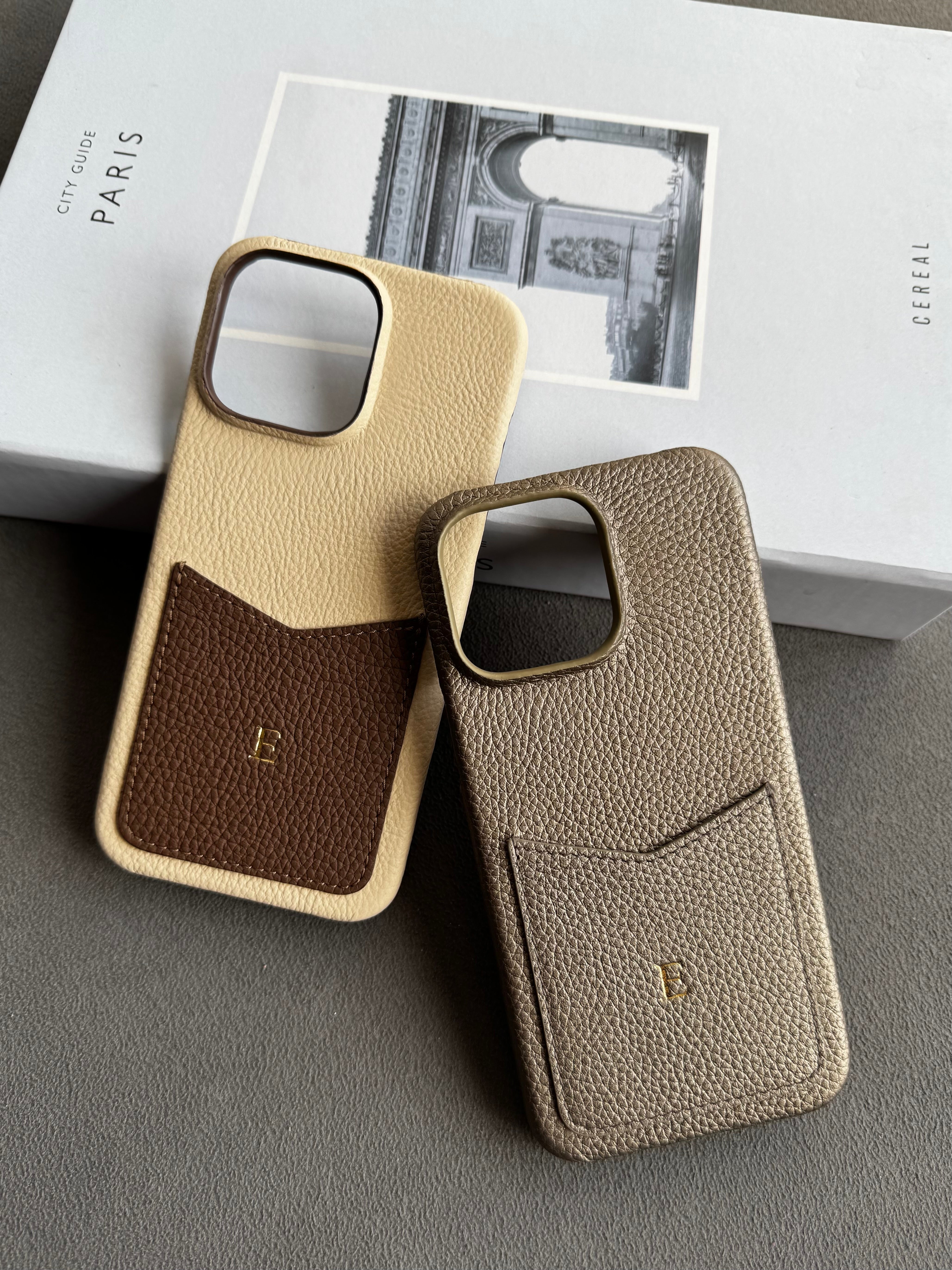 Deri iPhone Kılıfı | Cepli Model | Parlak Vizon Togo