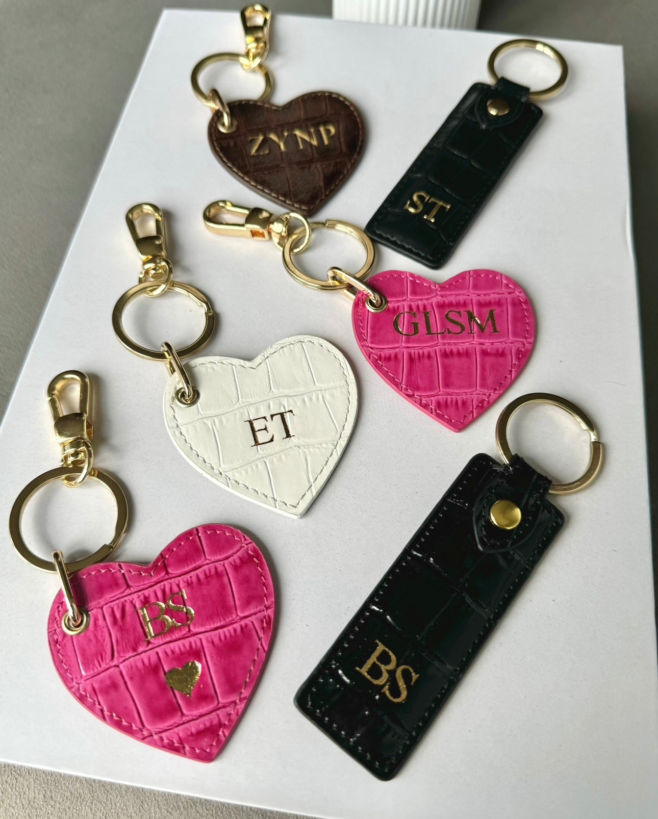 Siyah Croco deri halka anahtarlık