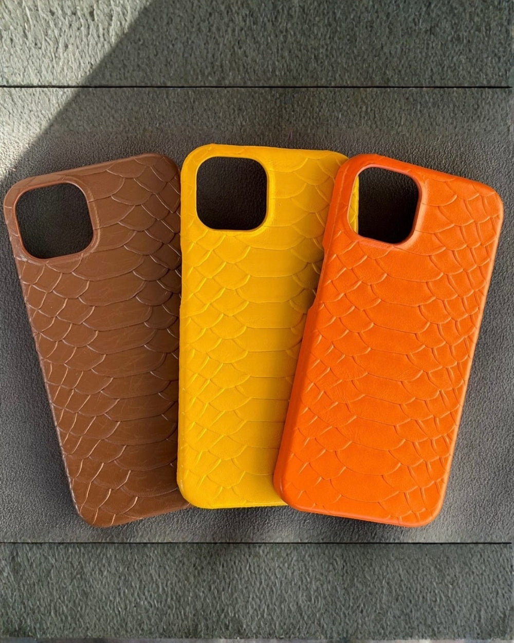 Piton Serisi Deri iPhone Kılıfı | Turuncu
