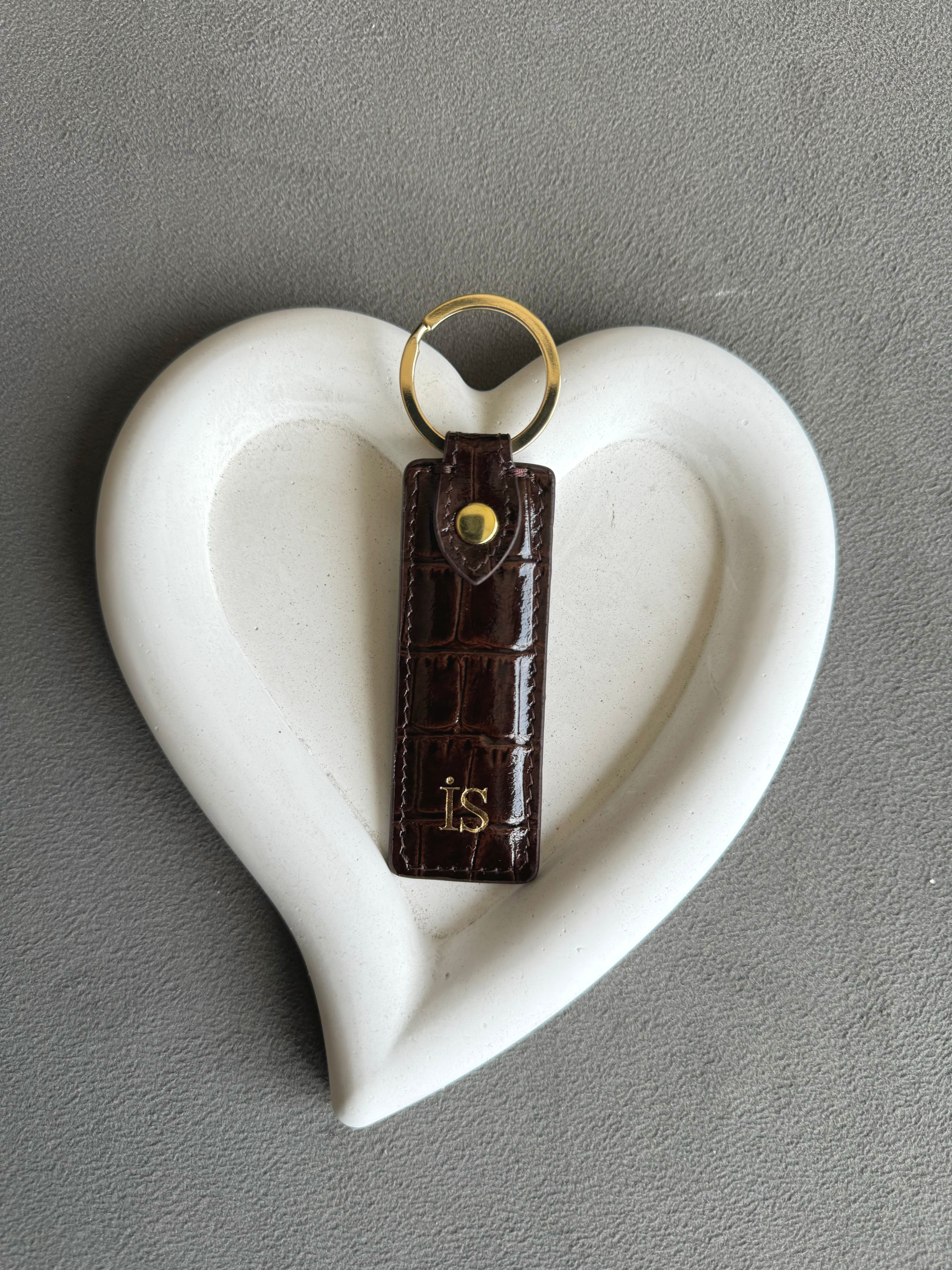 Deri Anahtarlık-Acı kahve croco