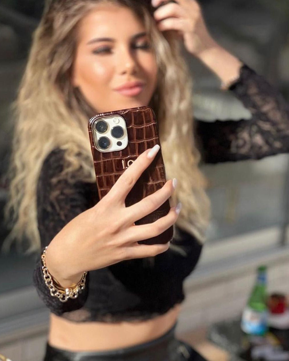 Kahve Rugan Croco iPhone Kılıfı