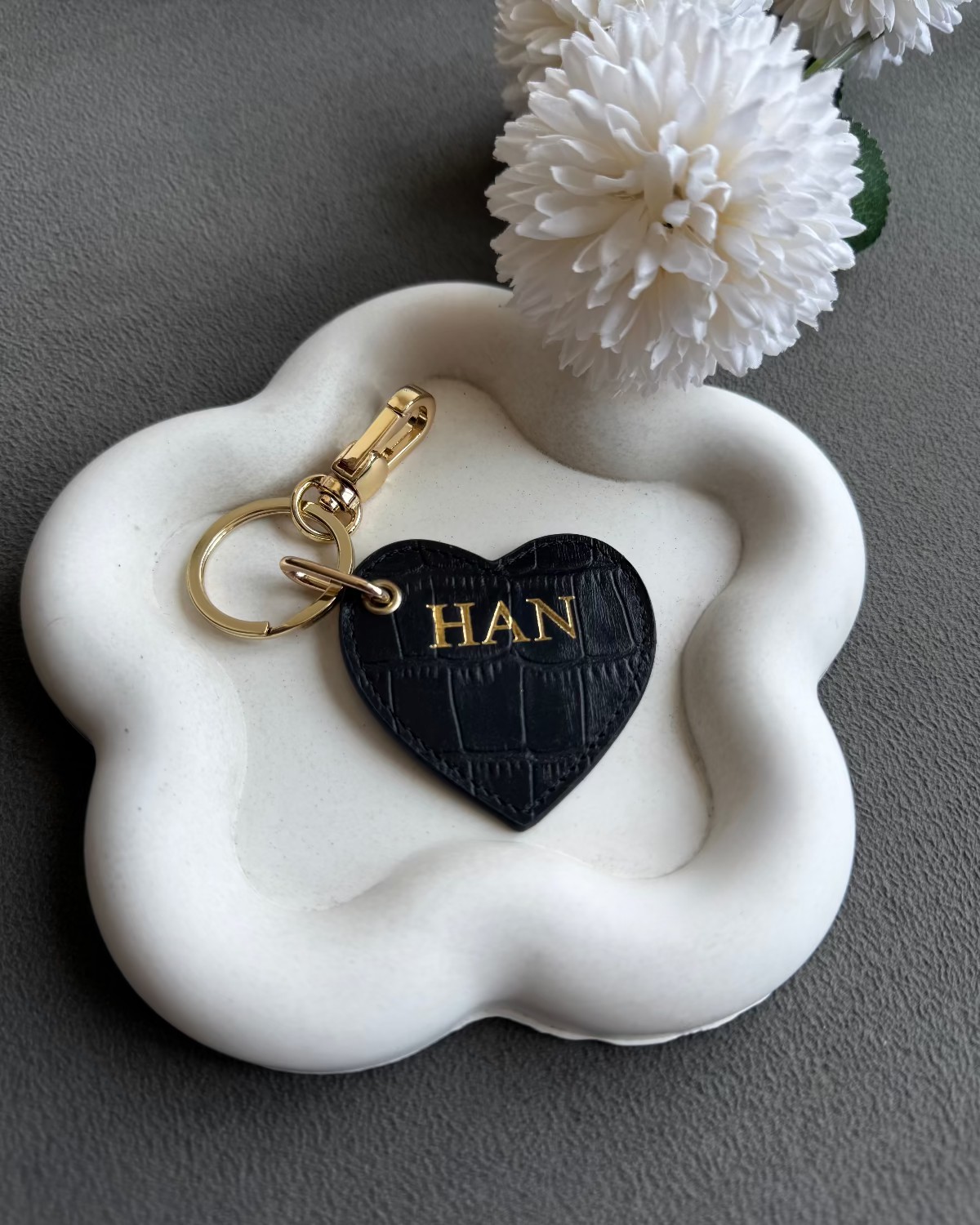 Kalp Anahtarlık - Siyah Croco