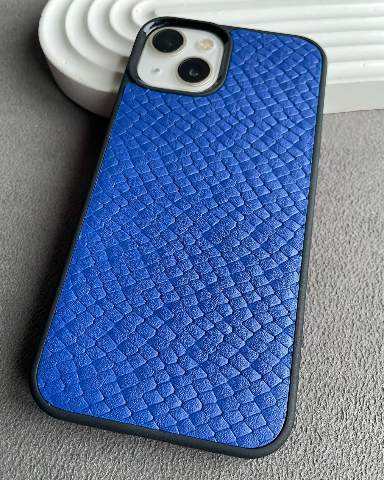 Su Pitonu Desenli Deri iPhone Kılıfı | Saks Mavi