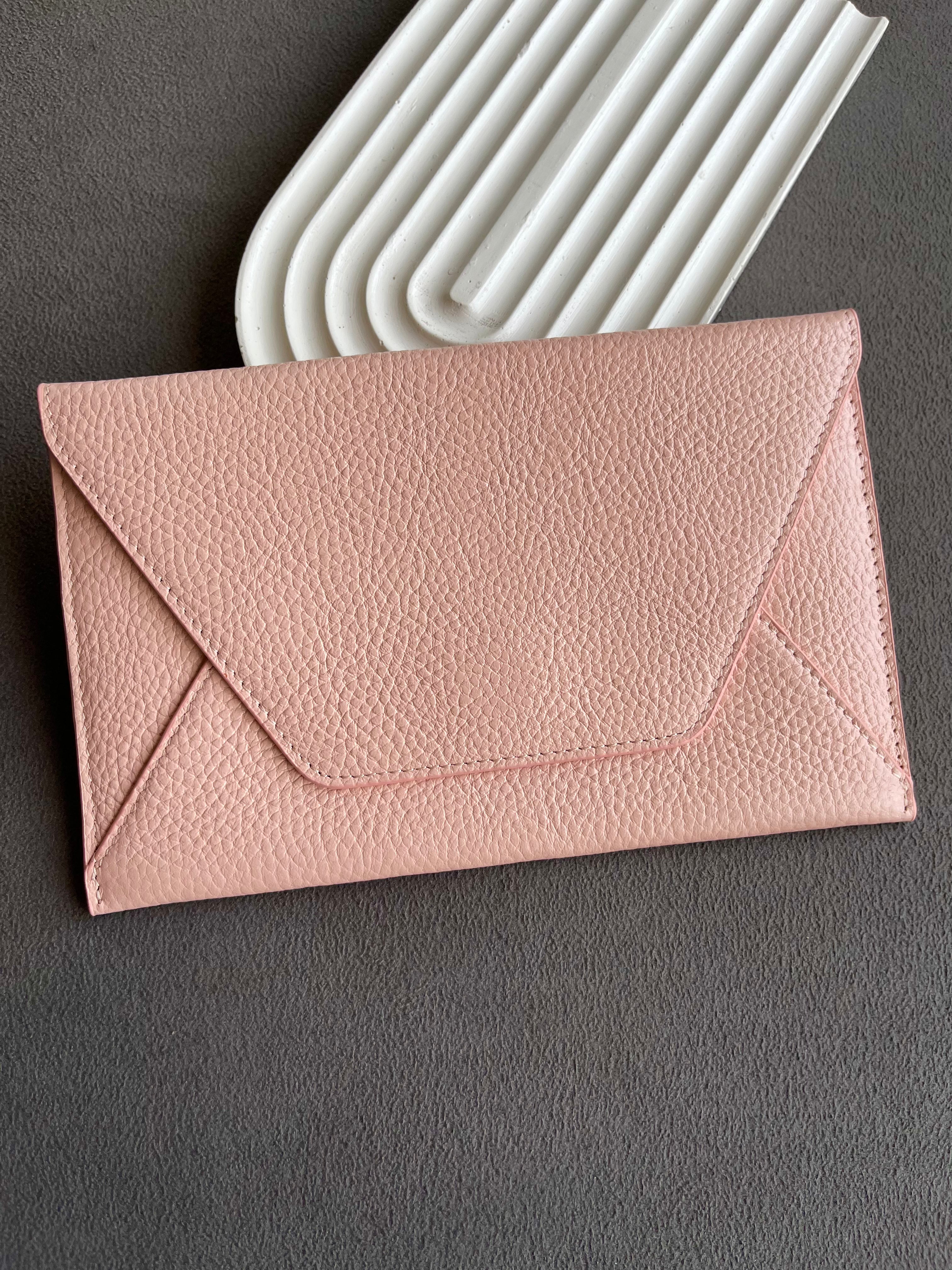 Deri Zarf Cüzdan Flotur Pudra pembe