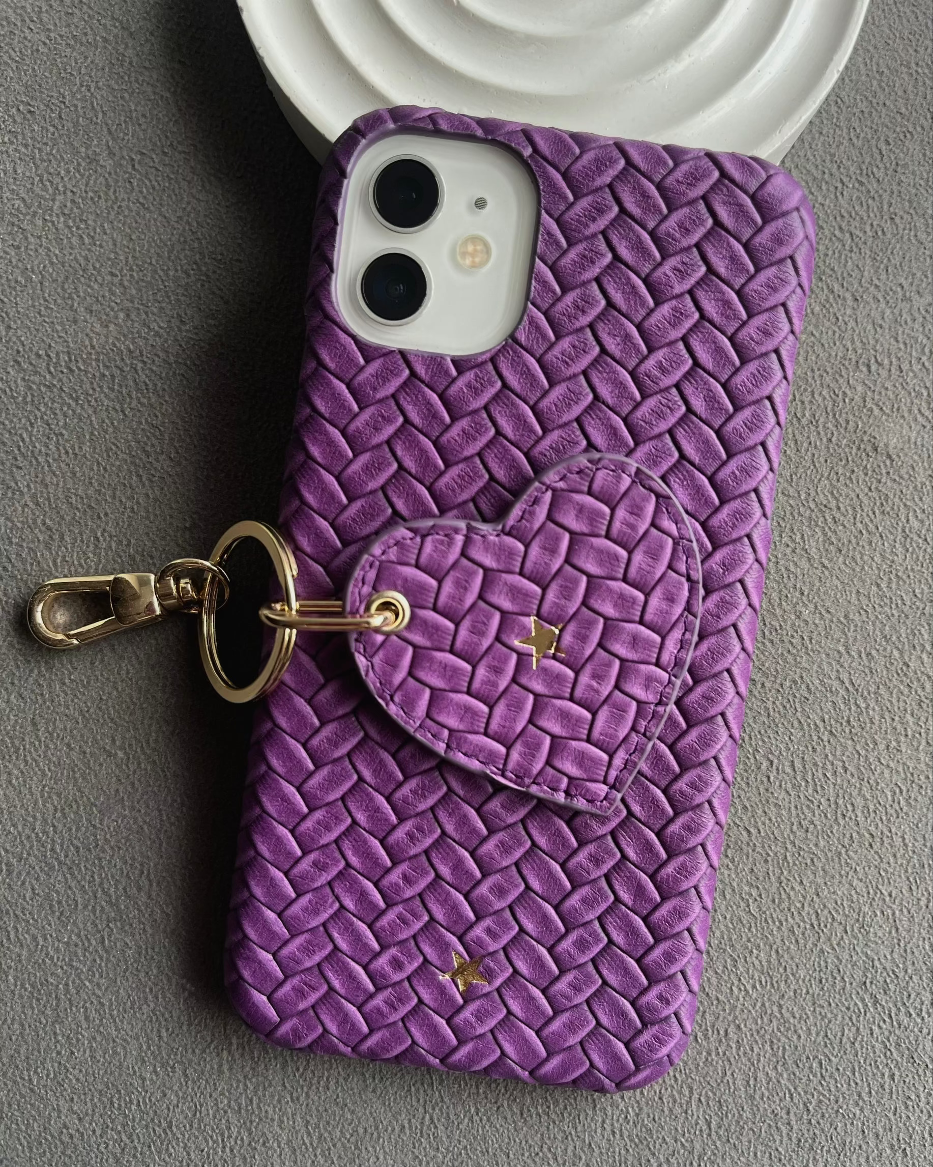 Örgü görünüm deri kılıf- Mor