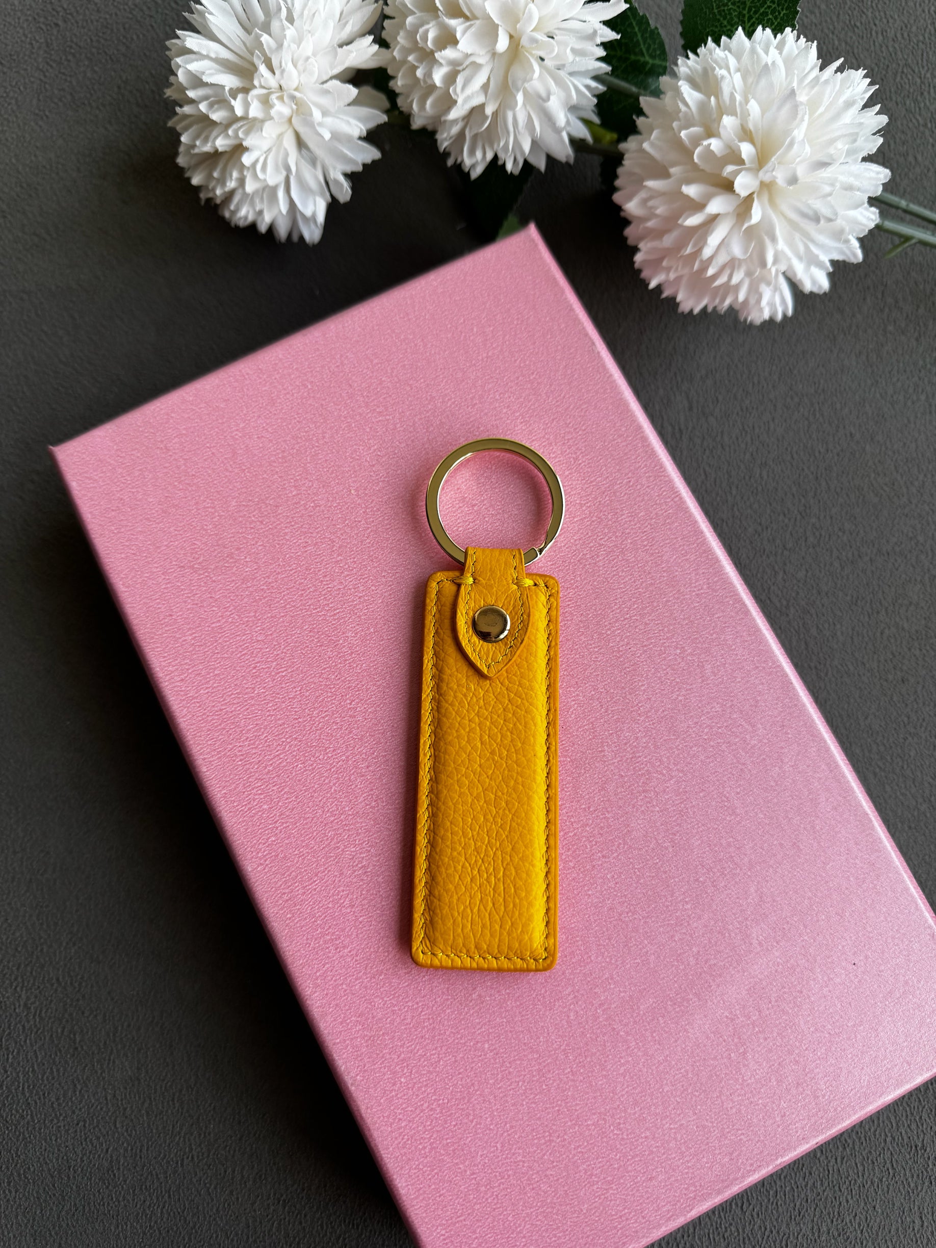 Sarı Togo deri halka anahtarlık