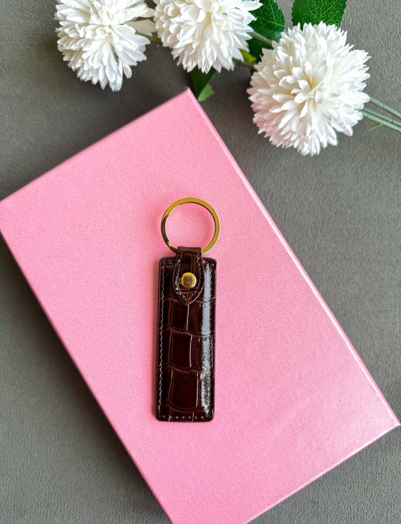 Deri Anahtarlık-Acı kahve croco