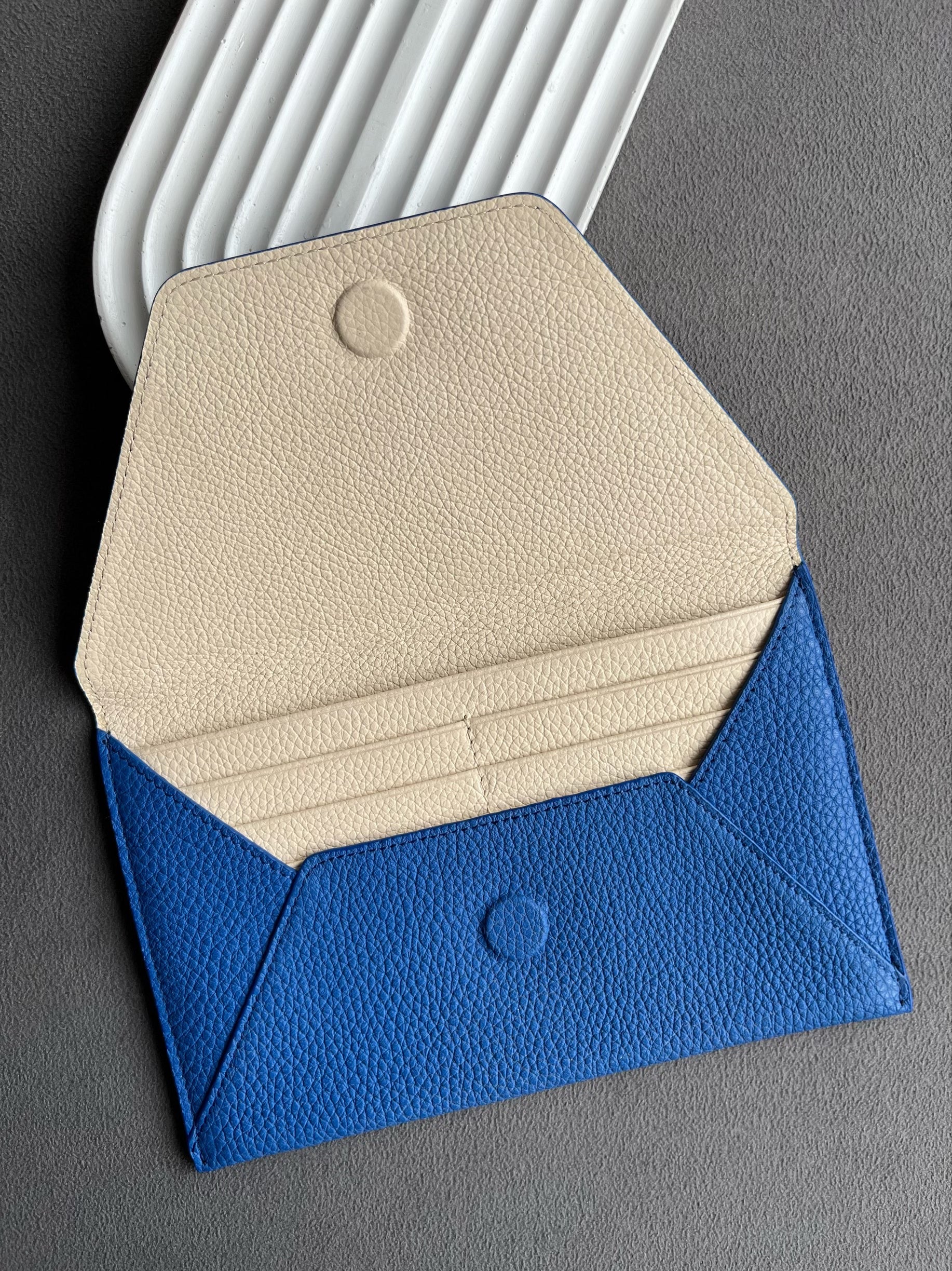 Deri Zarf Cüzdan Mavi Flotur