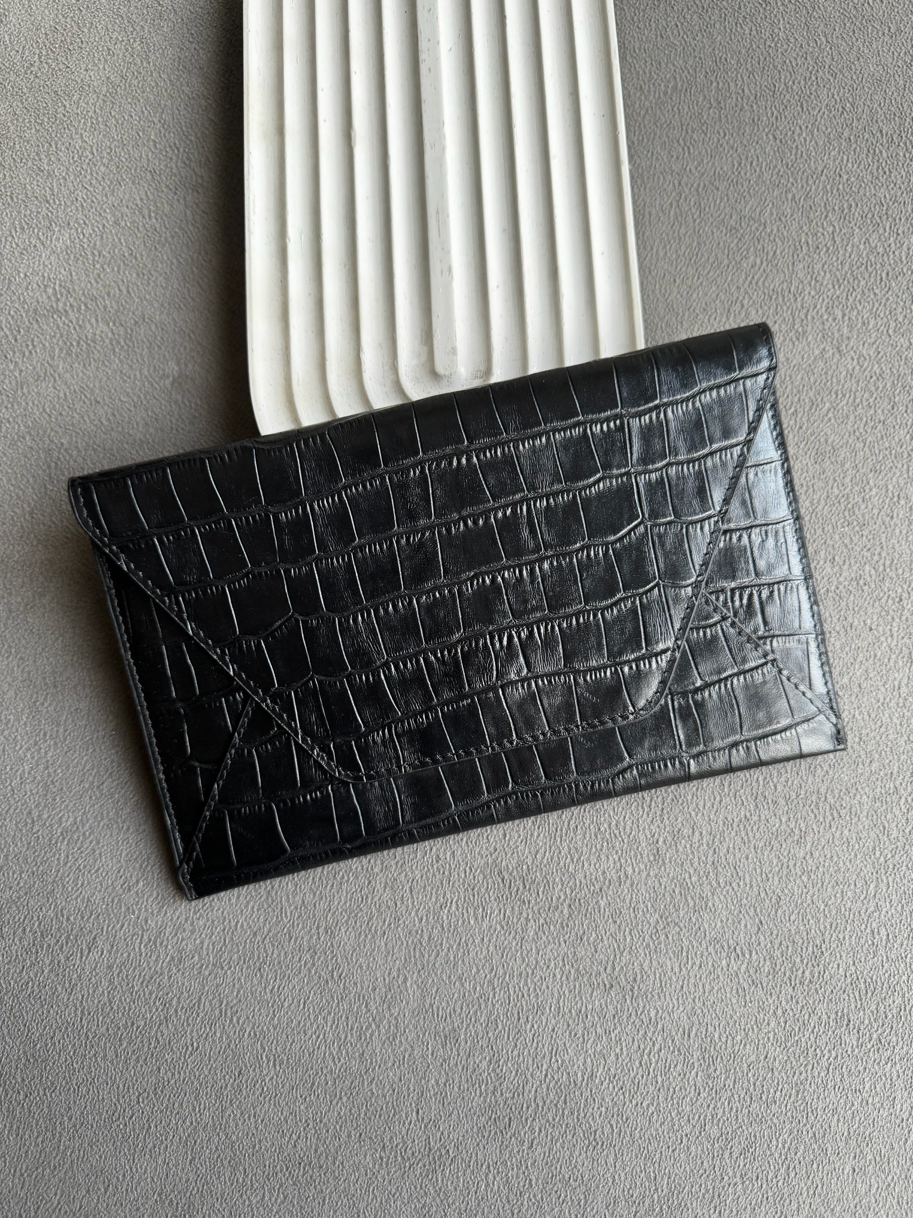 Deri Zarf Cüzdan siyah Croco