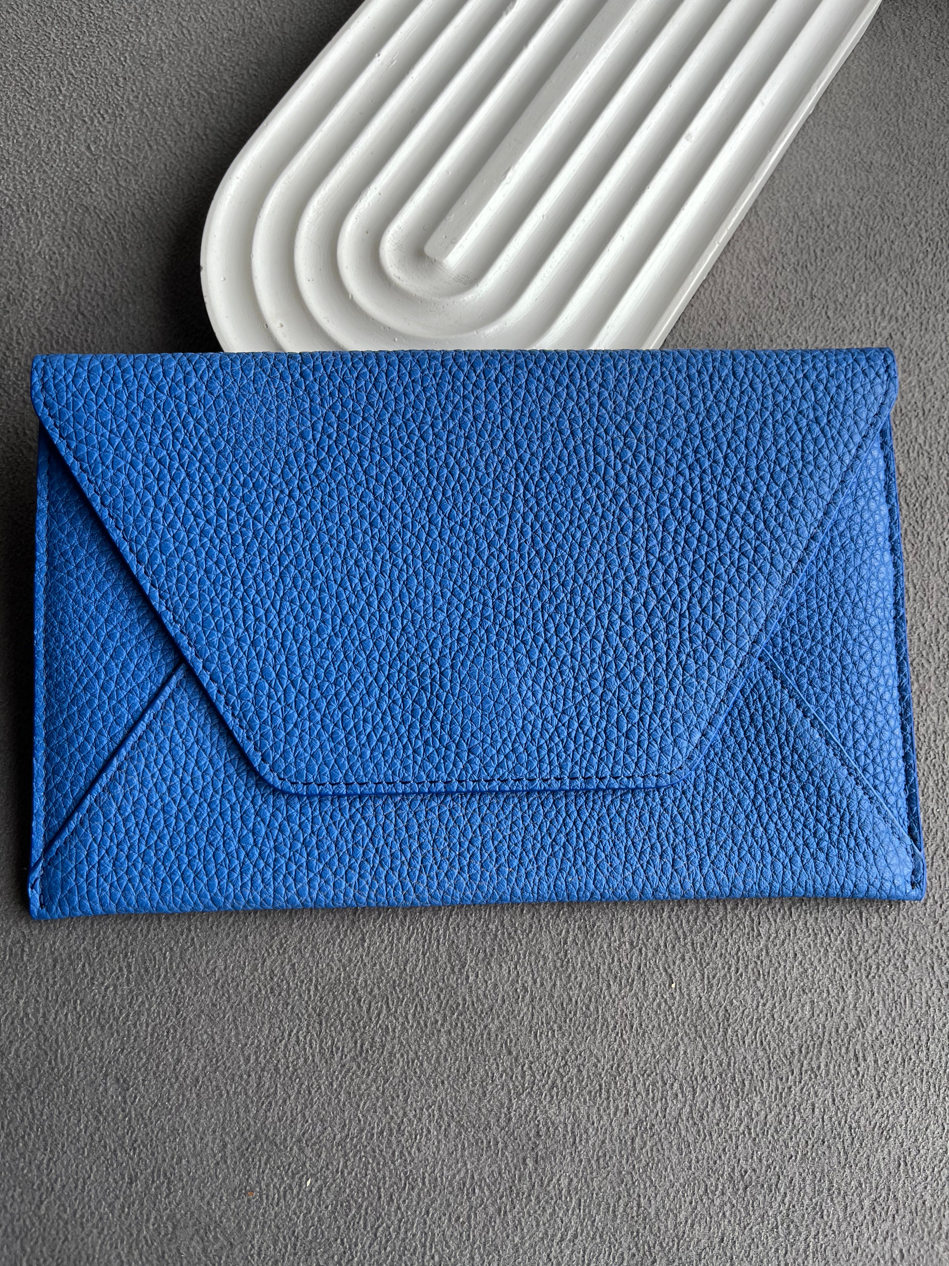 Deri Zarf Cüzdan Mavi Flotur