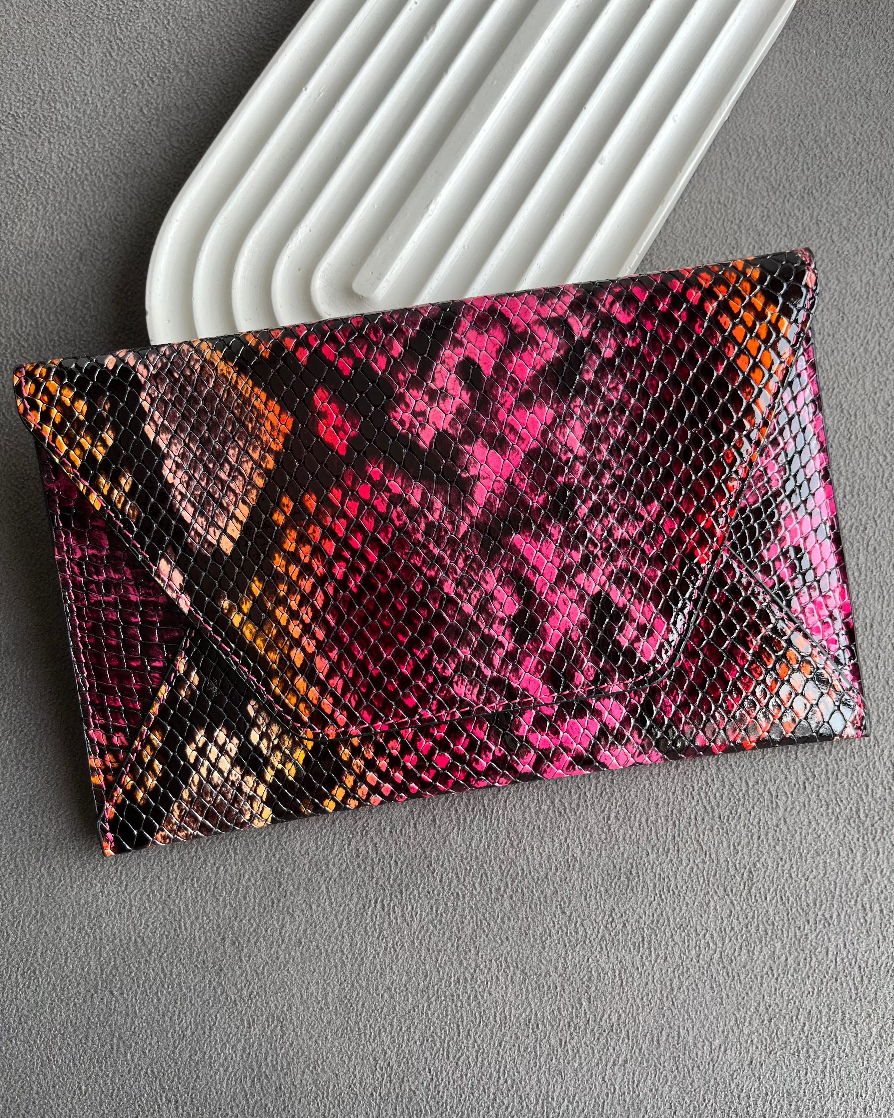 Deri Zarf Cüzdan Pembe Piton