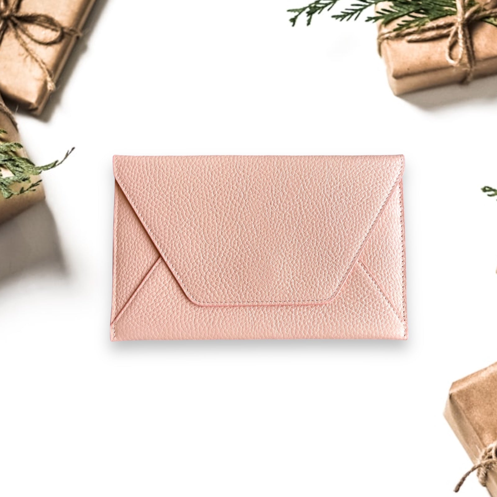 Deri Zarf Cüzdan Flotur Pudra pembe