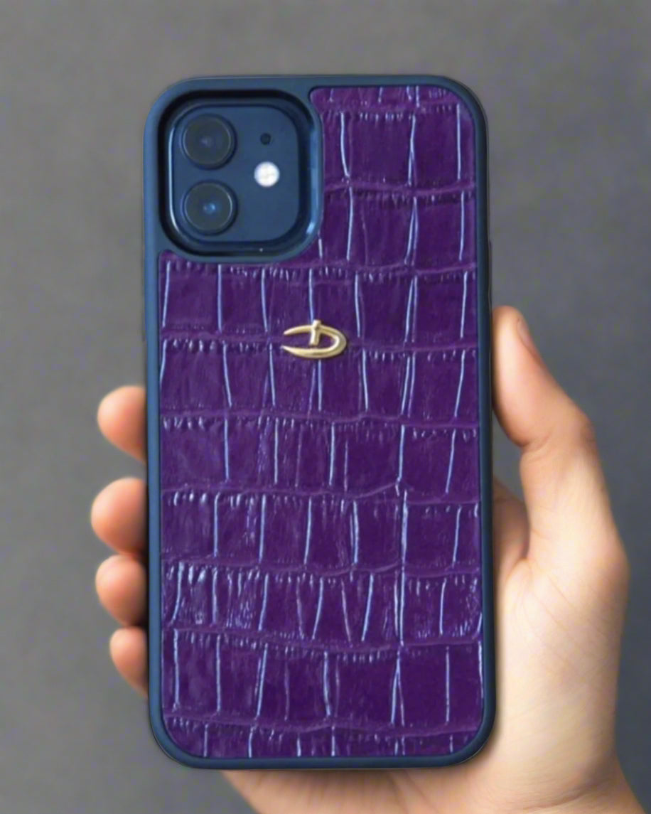 Mor Mat Croco Deri iPhone Kılıfı