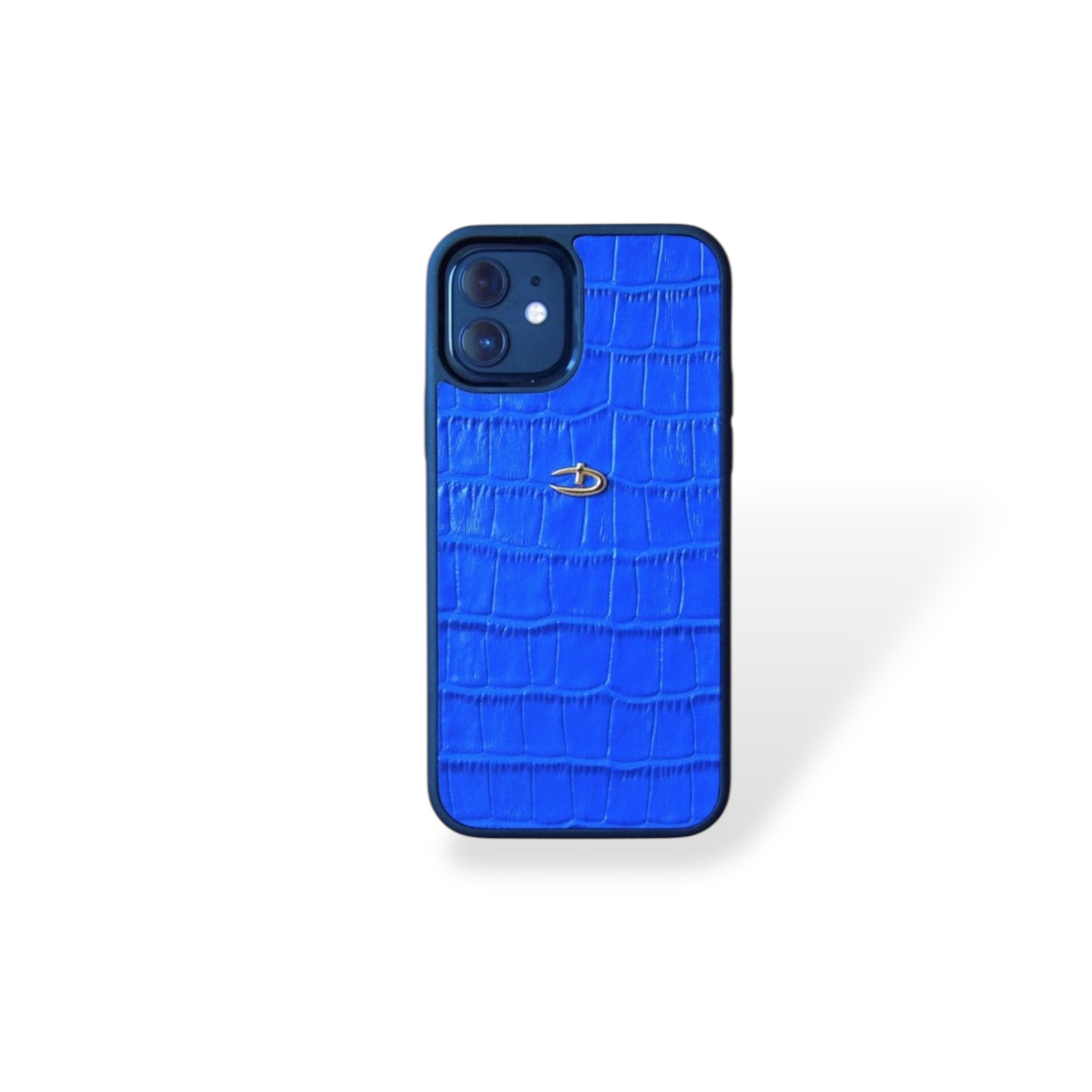 Saks Mavi Mat Croco Deri iPhone Kılıfı- Havuz Model
