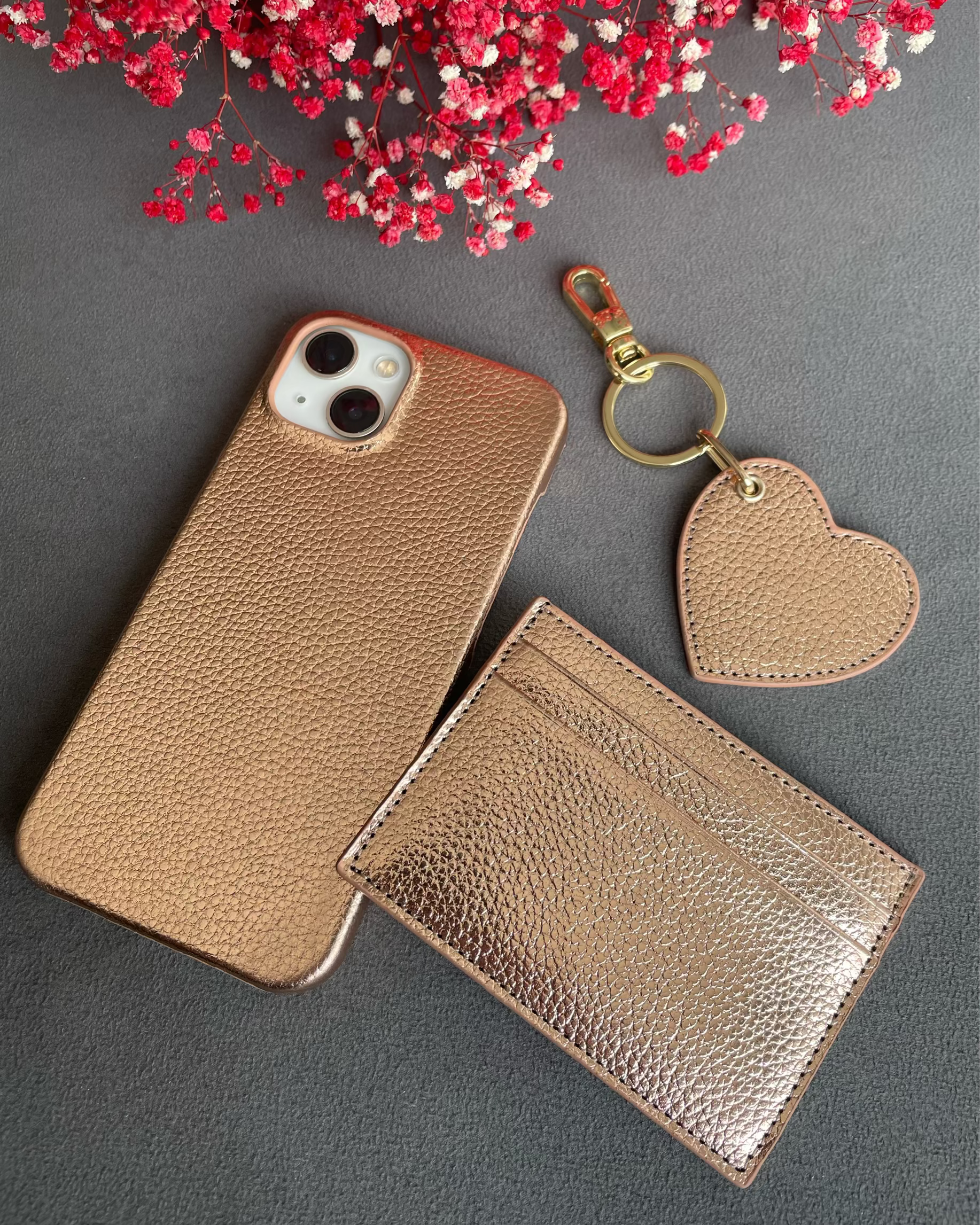 Deri iPhone Kılıfı | Parlak Rose gold Togo
