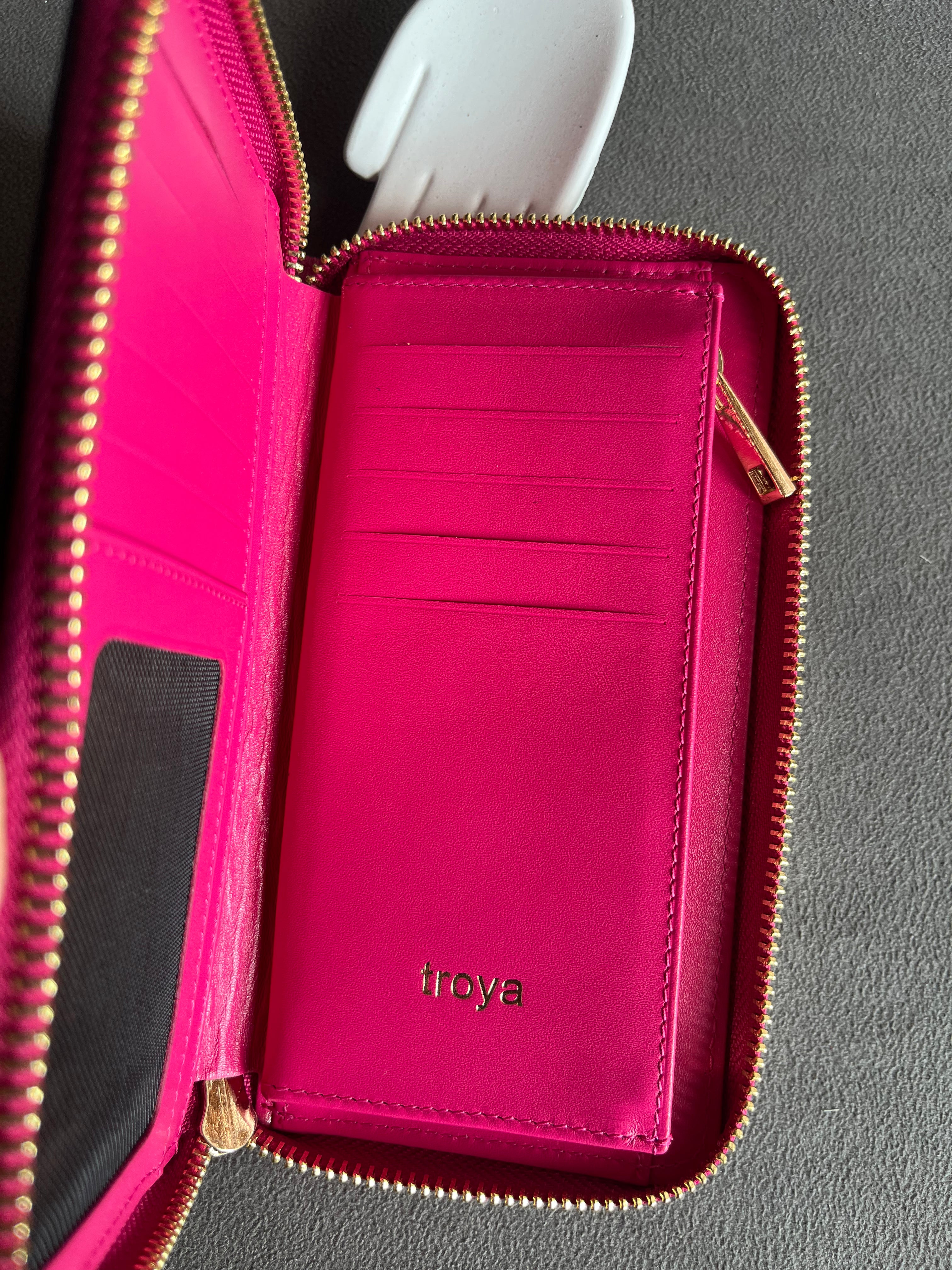 Deri fermuarlı cüzdan Piton pembe