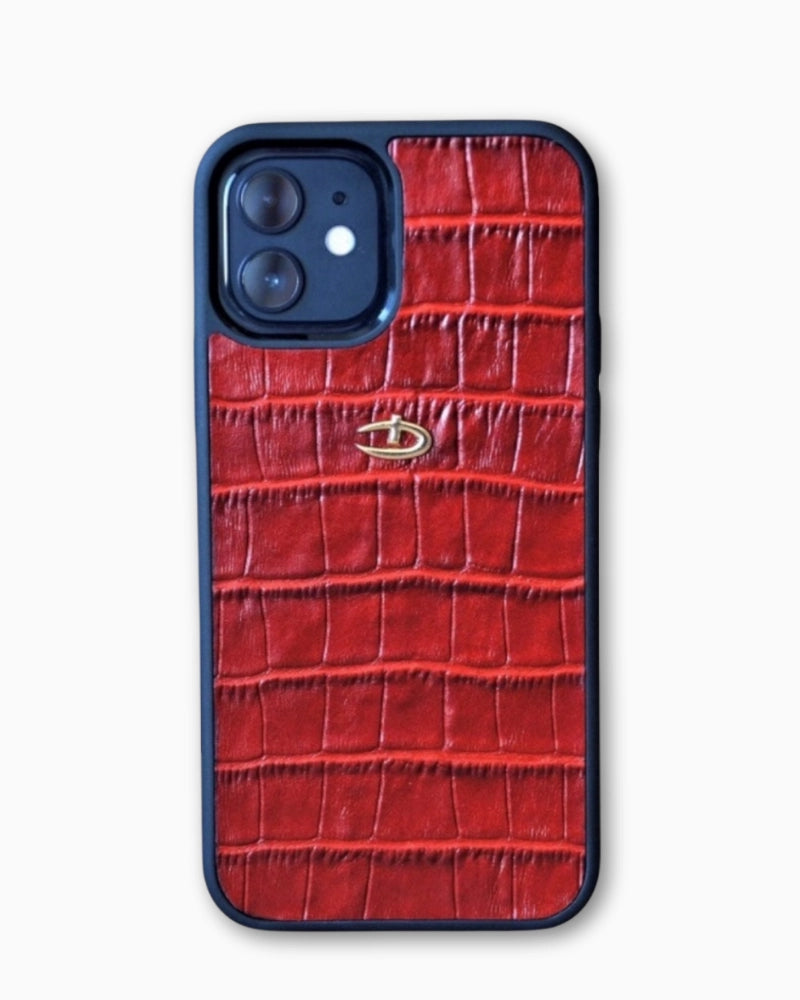Kırmızı Mat Croco Deri iPhone Kılıfı
