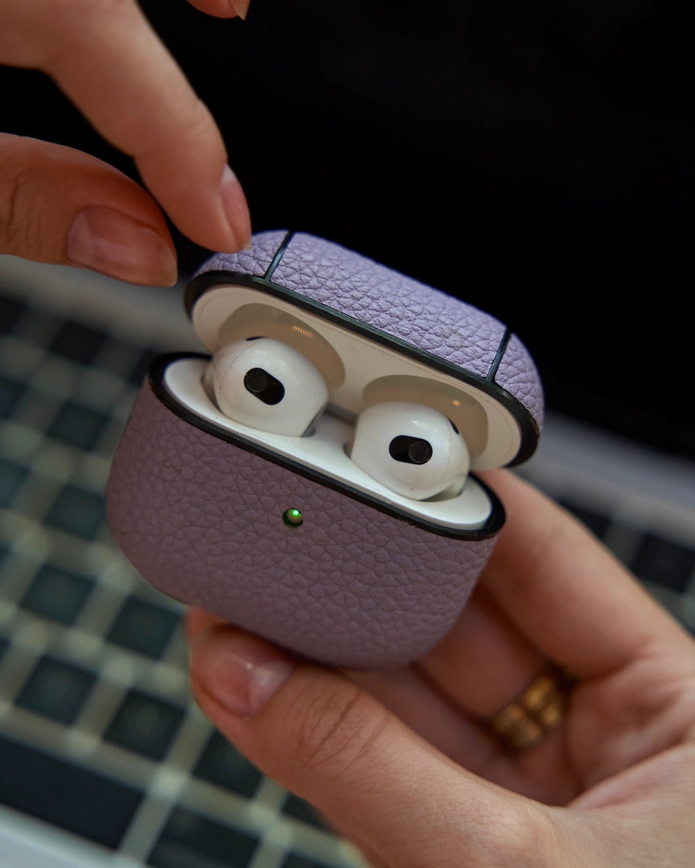 Deri Airpods Kılıfı - Lila Togo