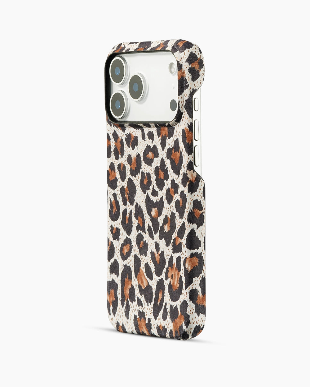 Siyah-Beyaz Leopar Desenli Deri iPhone Kılıf