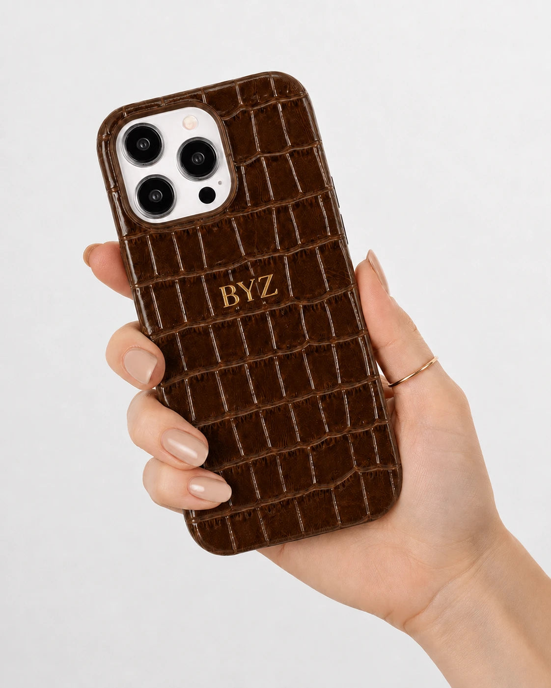 Kahve Rugan Croco Deri iPhone Kılıfı