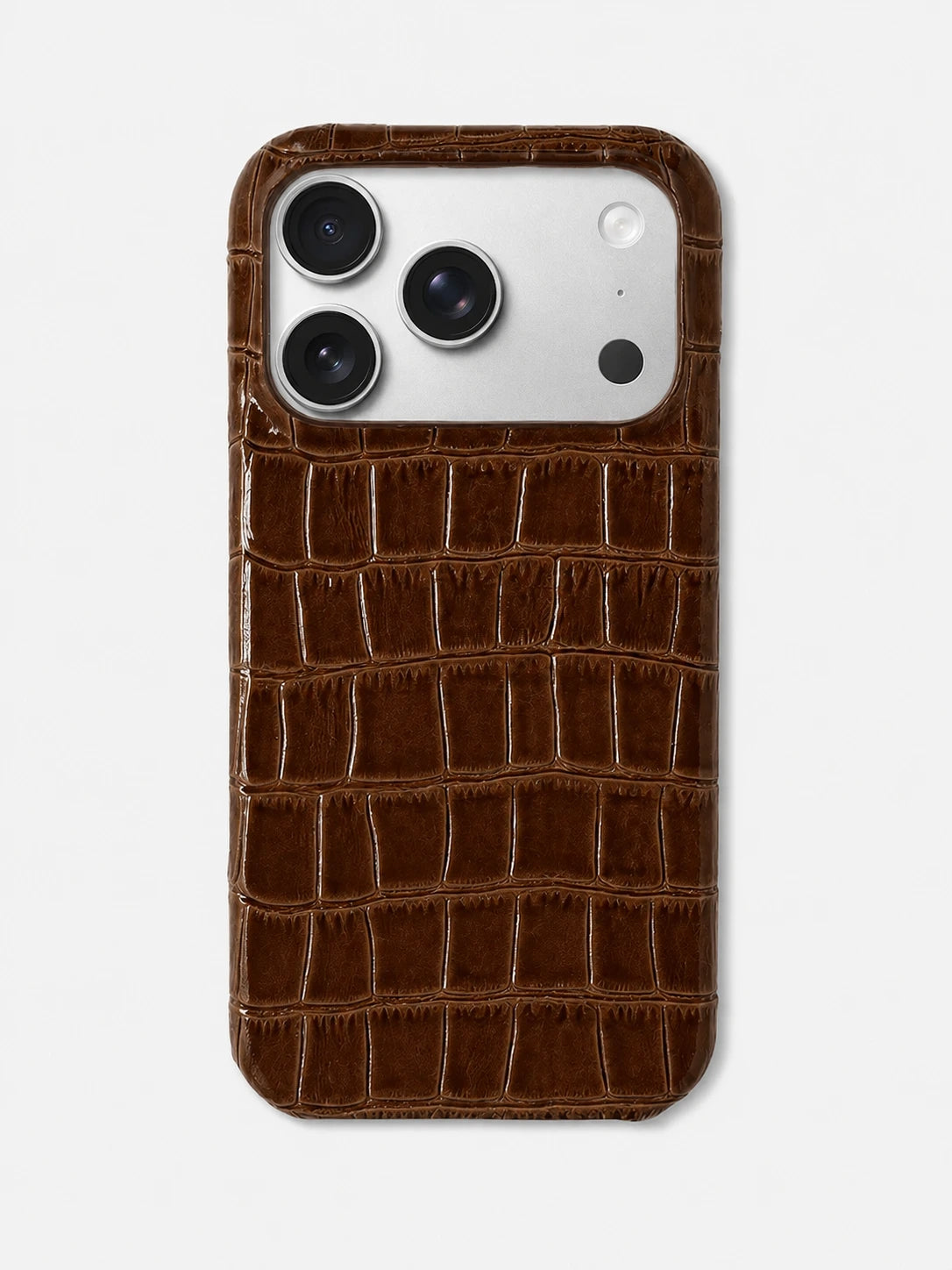 Kahve Rugan Croco Deri iPhone Kılıfı
