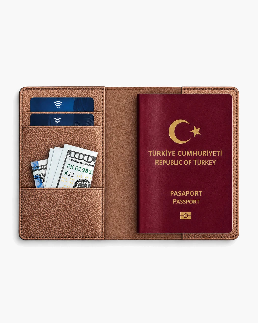 Bakır Parlak Togo deri pasaport kılıfı - görsel 4