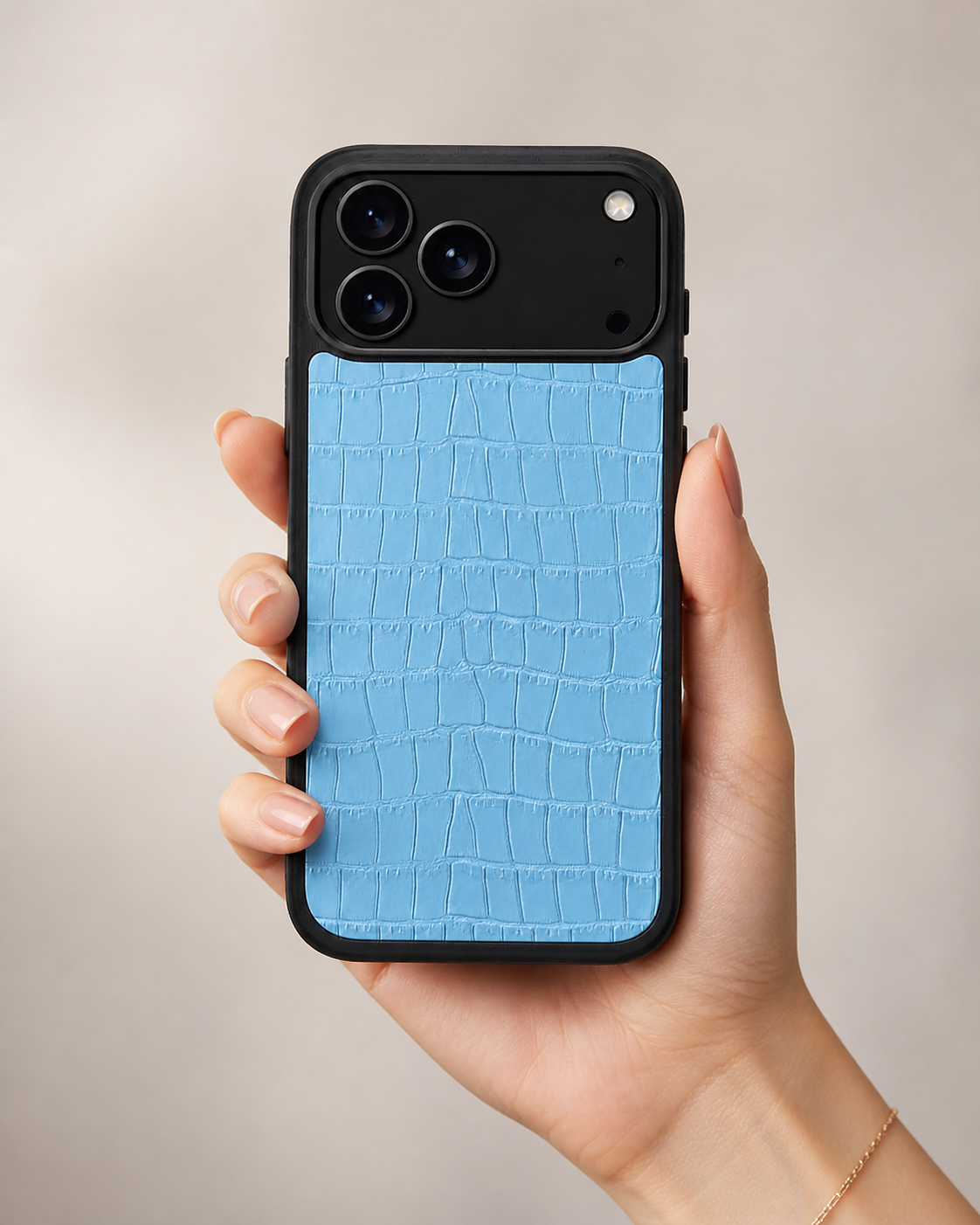 Deri iPhone Kılıfı | Bebek Mavi Mat Croco | Havuz
