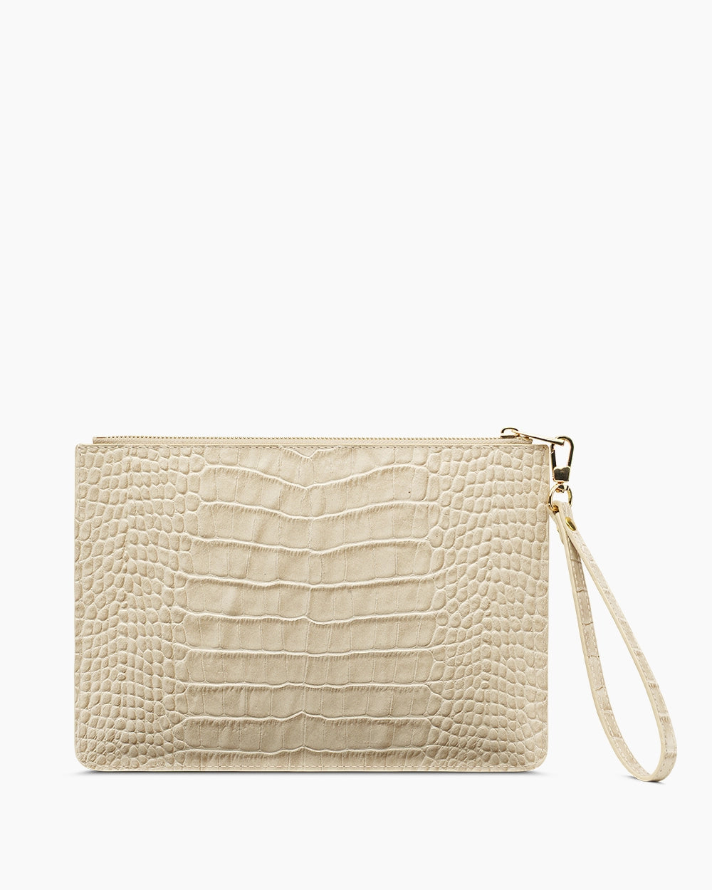 Deri Clutch Çanta | Bej Croco